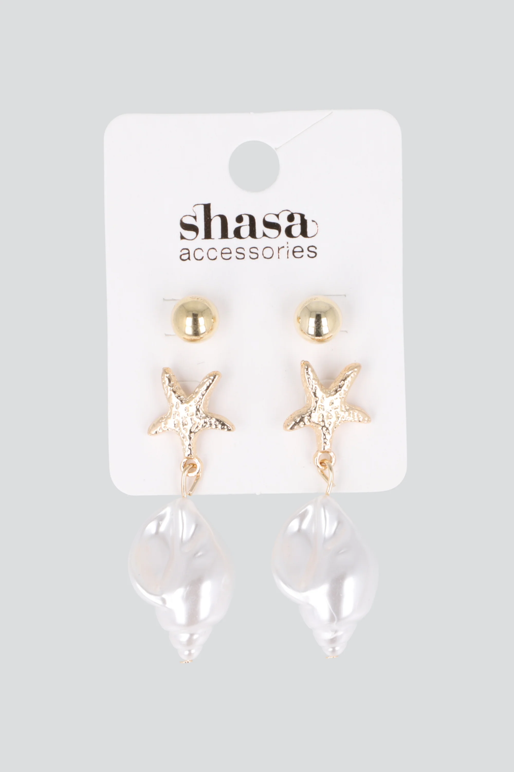 2 pares aretes estrella caracol mar