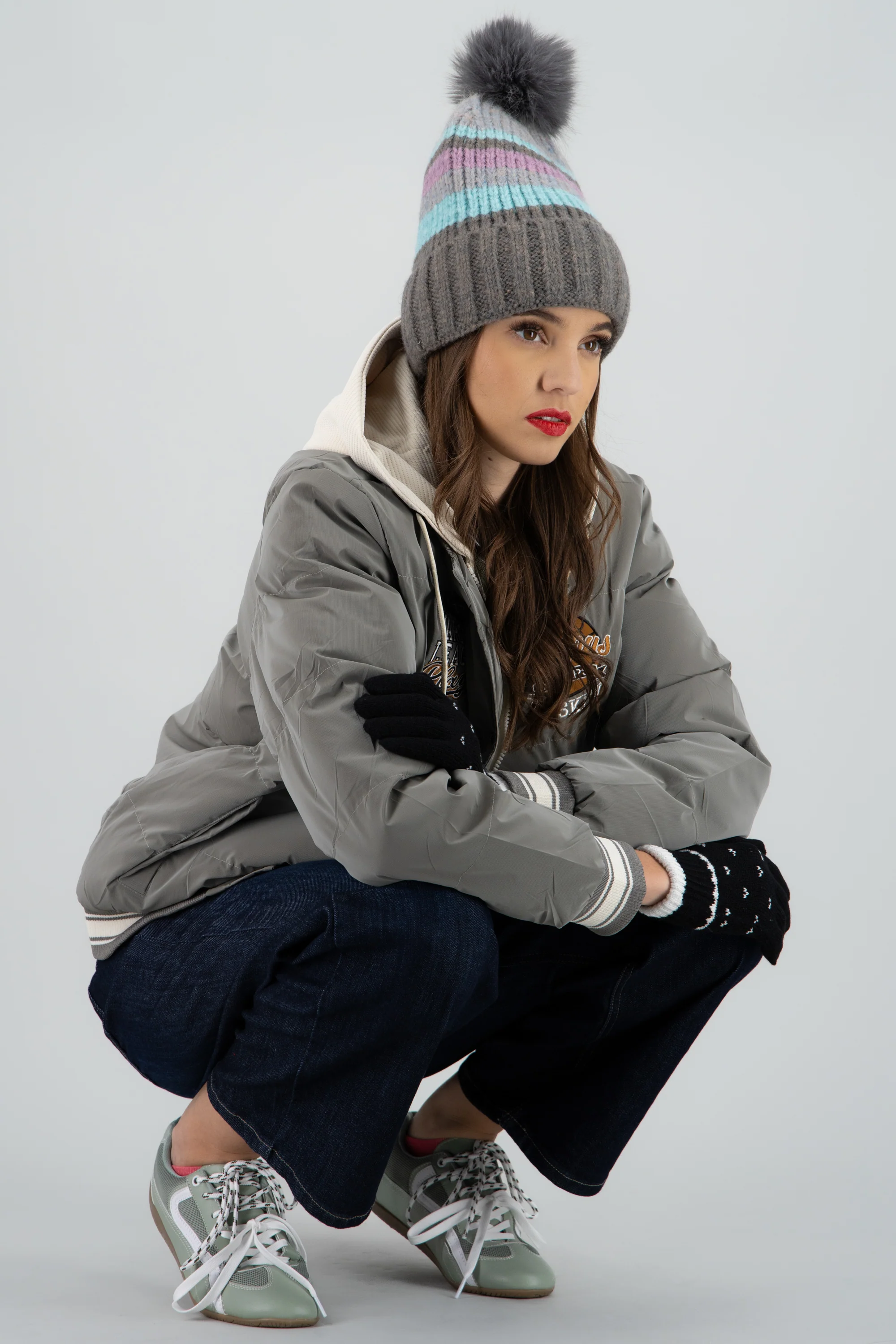 Beanie rayas fluffy