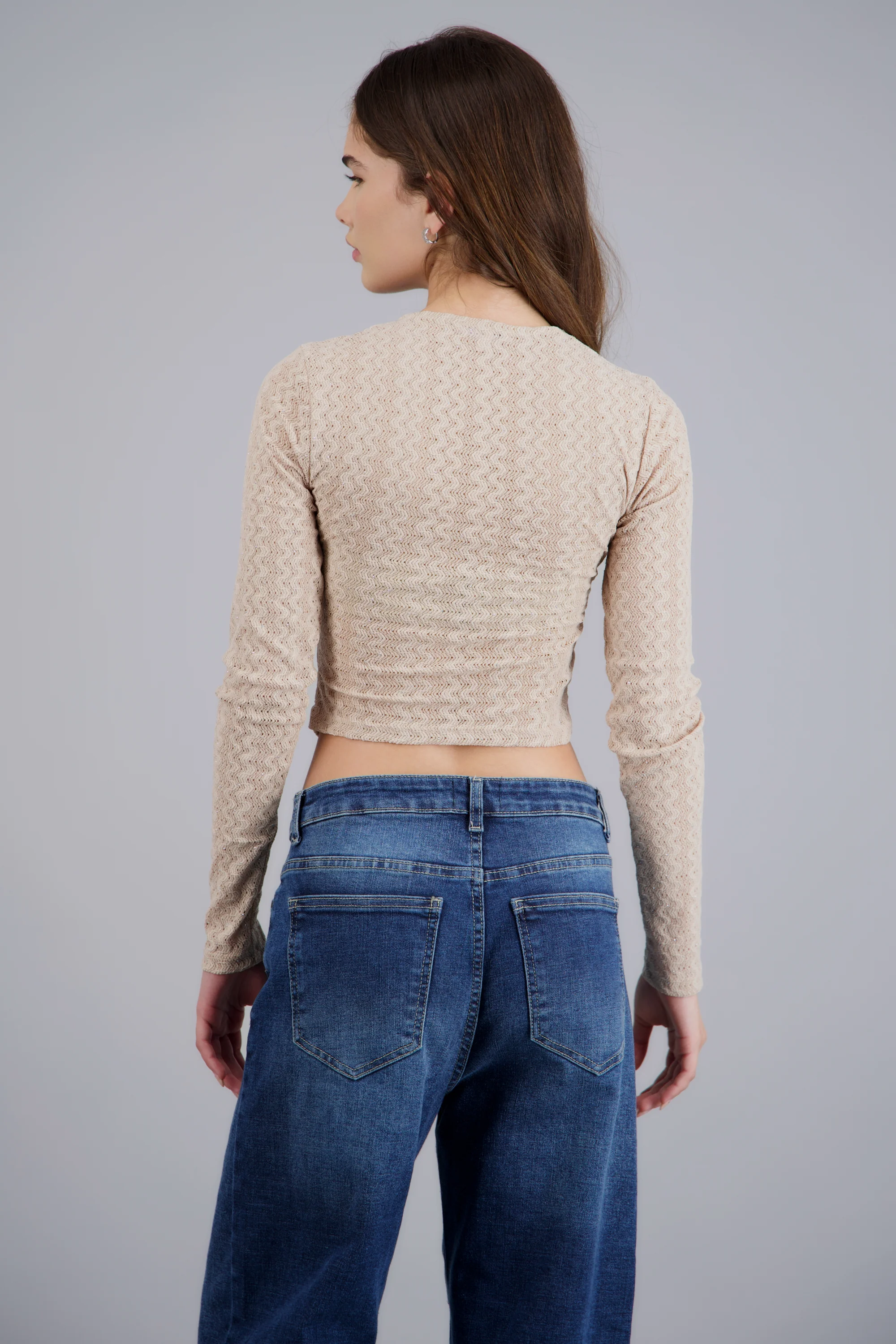 Blusa cruce tejido zigzag con brillo - Image 4
