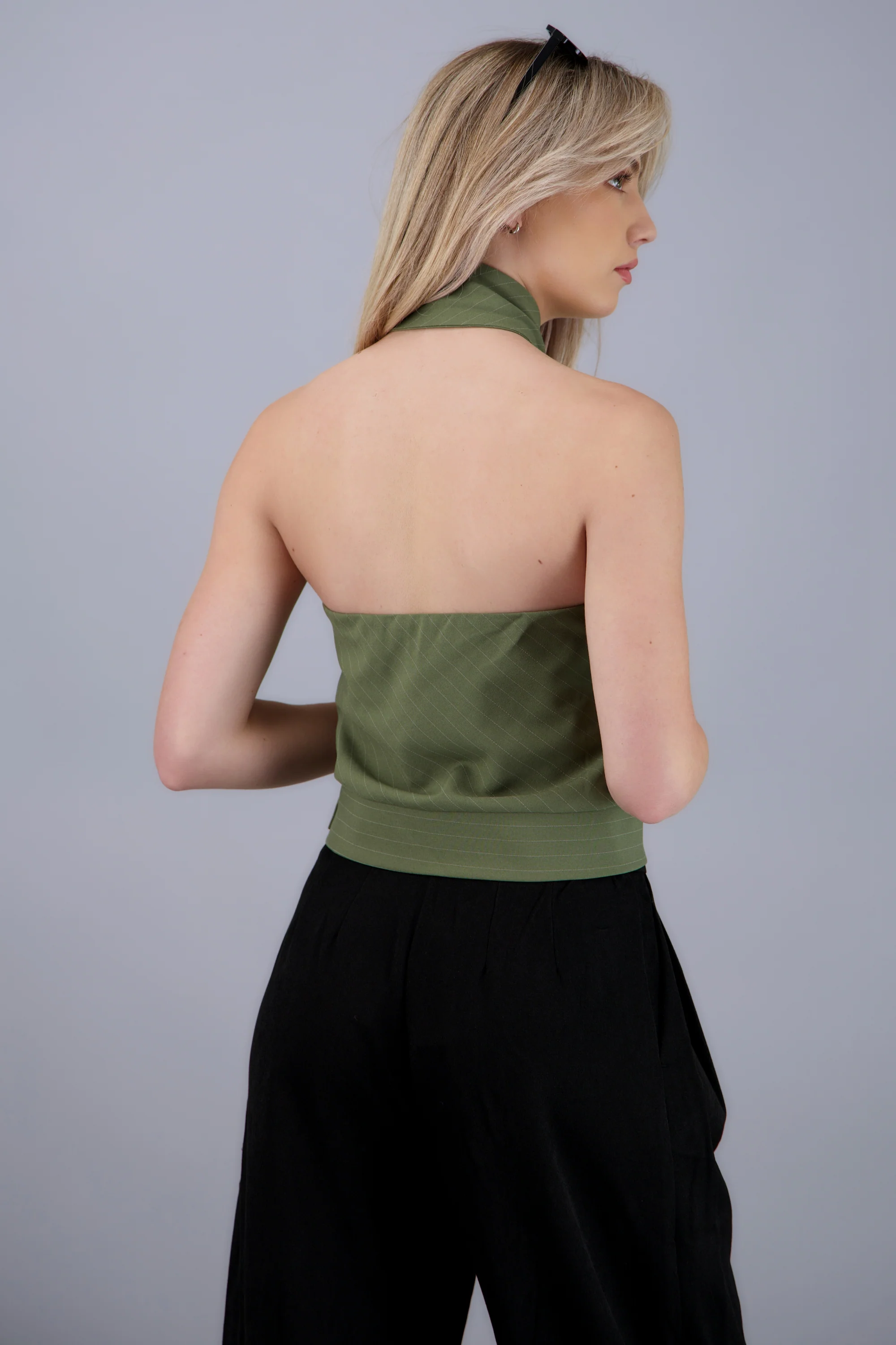 Blusa halter de rayas con corbata - Image 5