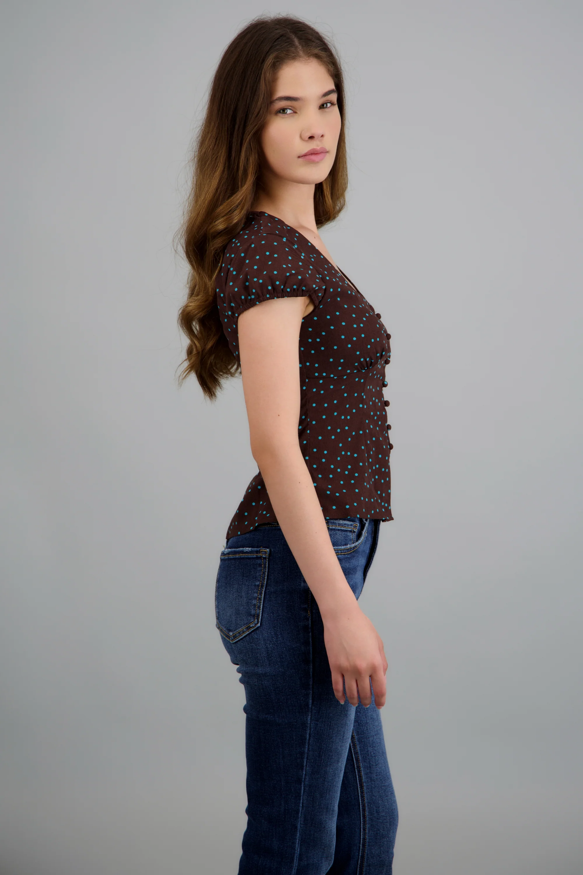Blusa manga corta polkas botones - Image 3