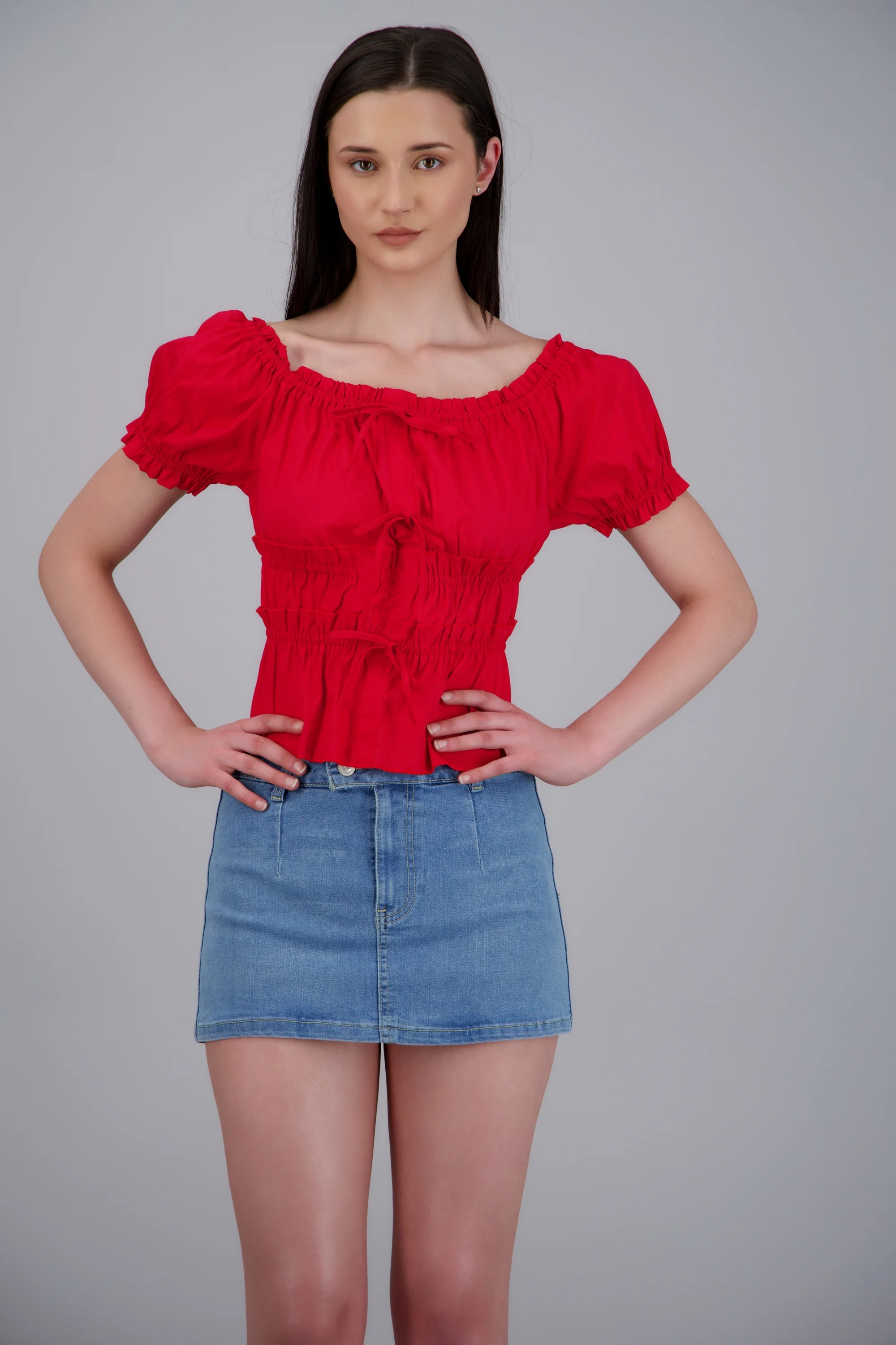 Blusa manga corta detalle resortes - Image 3