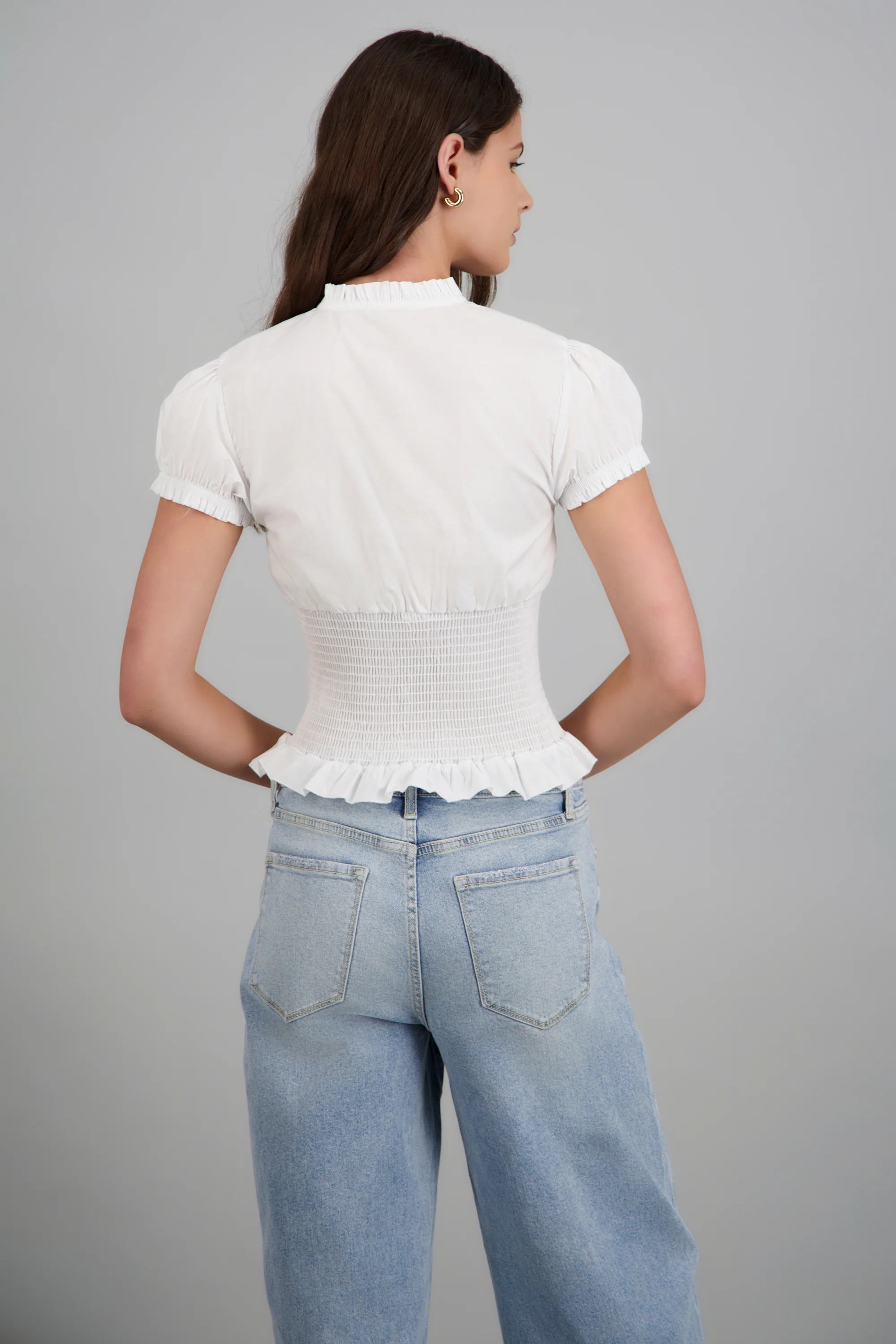 Blusa manga corta detalle smock - Image 2
