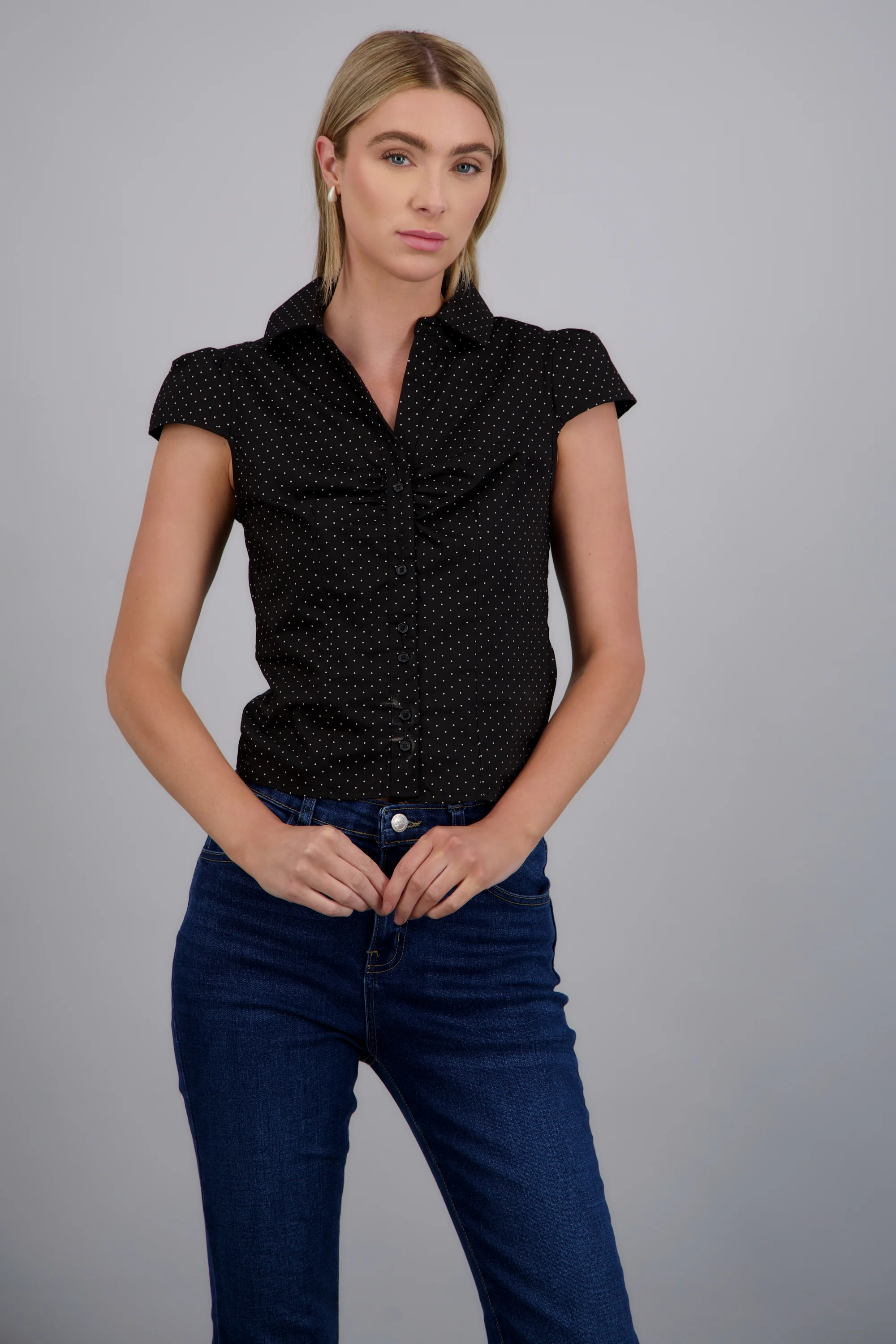 Blusa manga corta polka dots