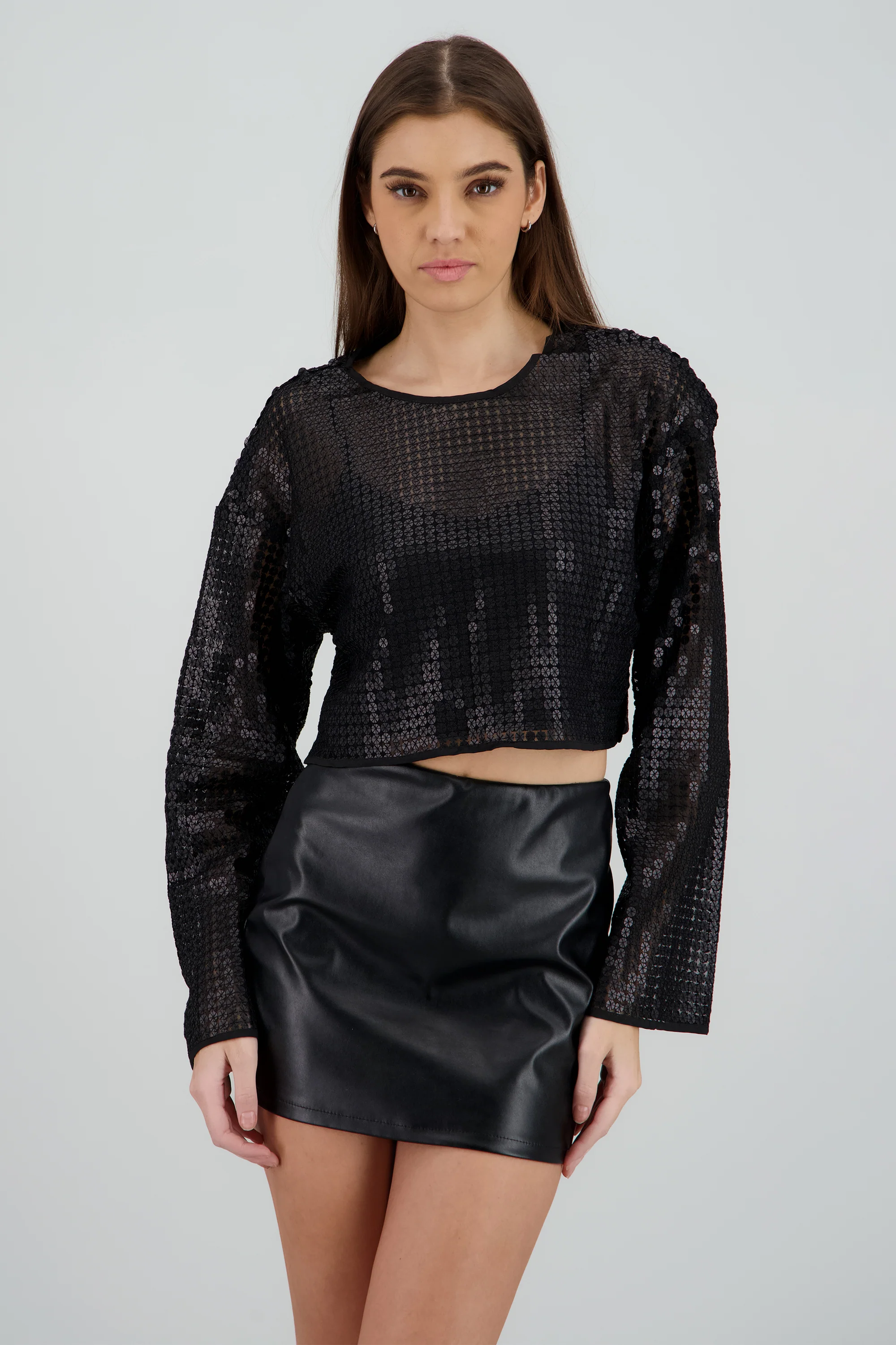 Blusa manga larga brillos