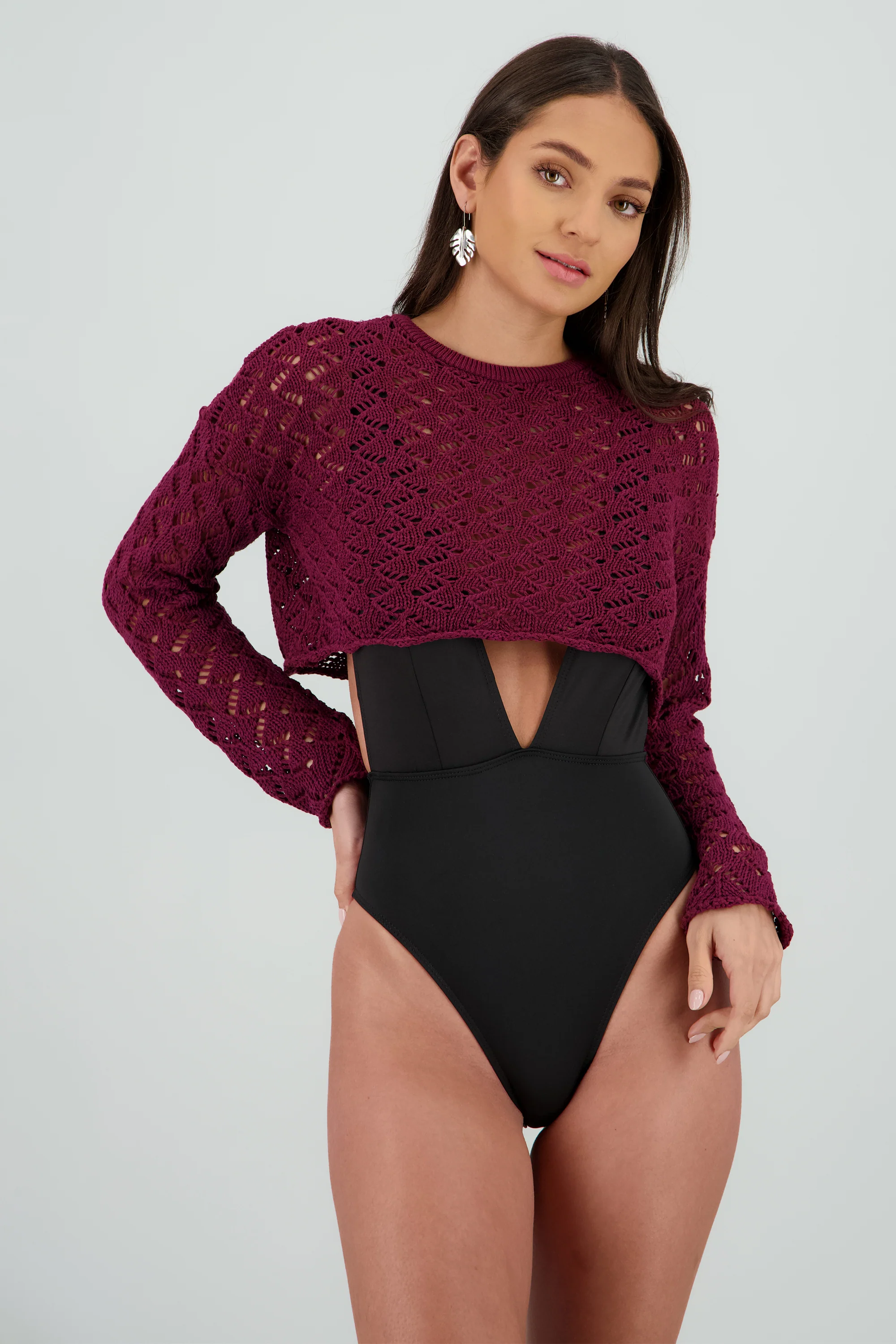Blusa manga larga tejida