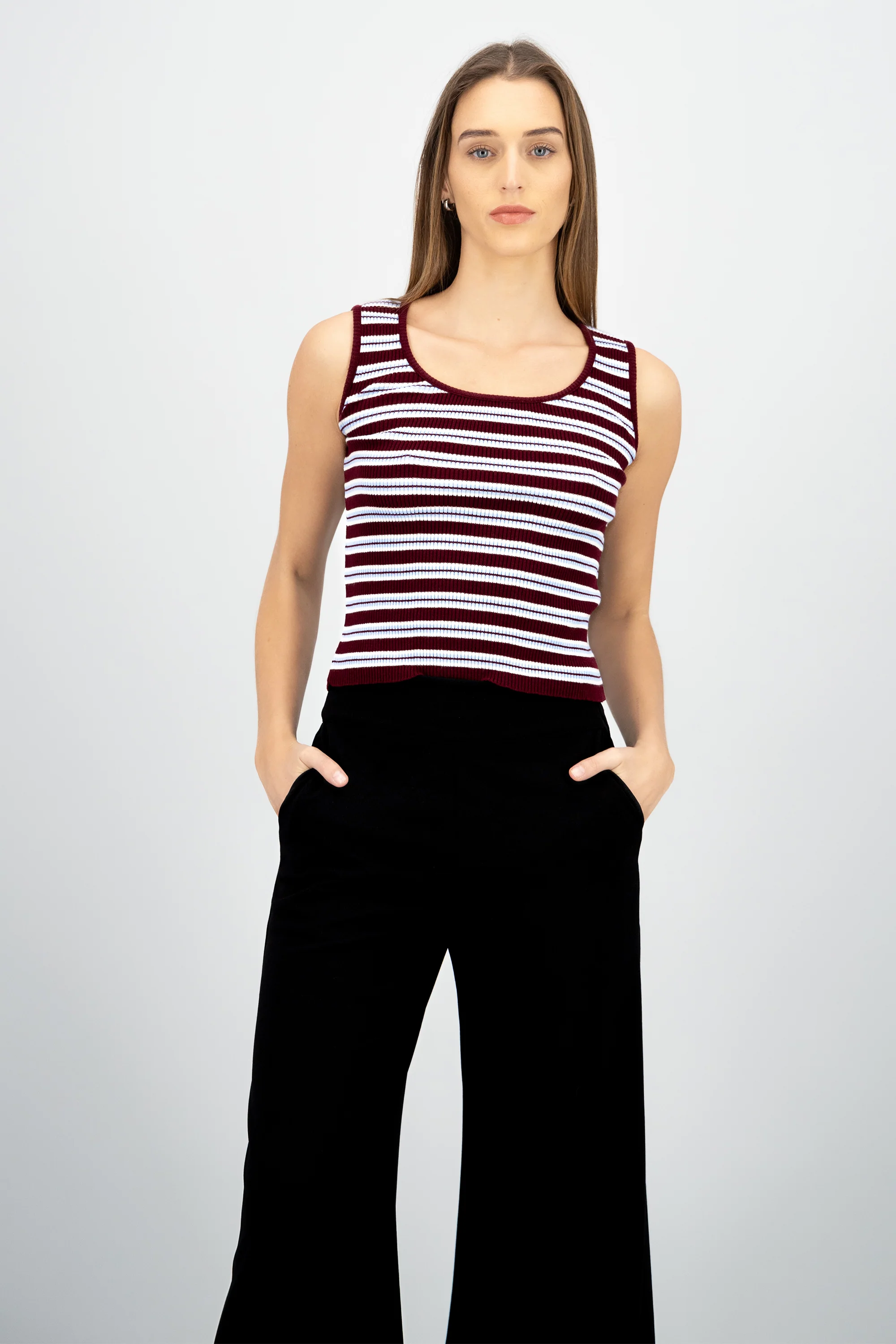 Top rayas rib con cuello redondo Hypsters