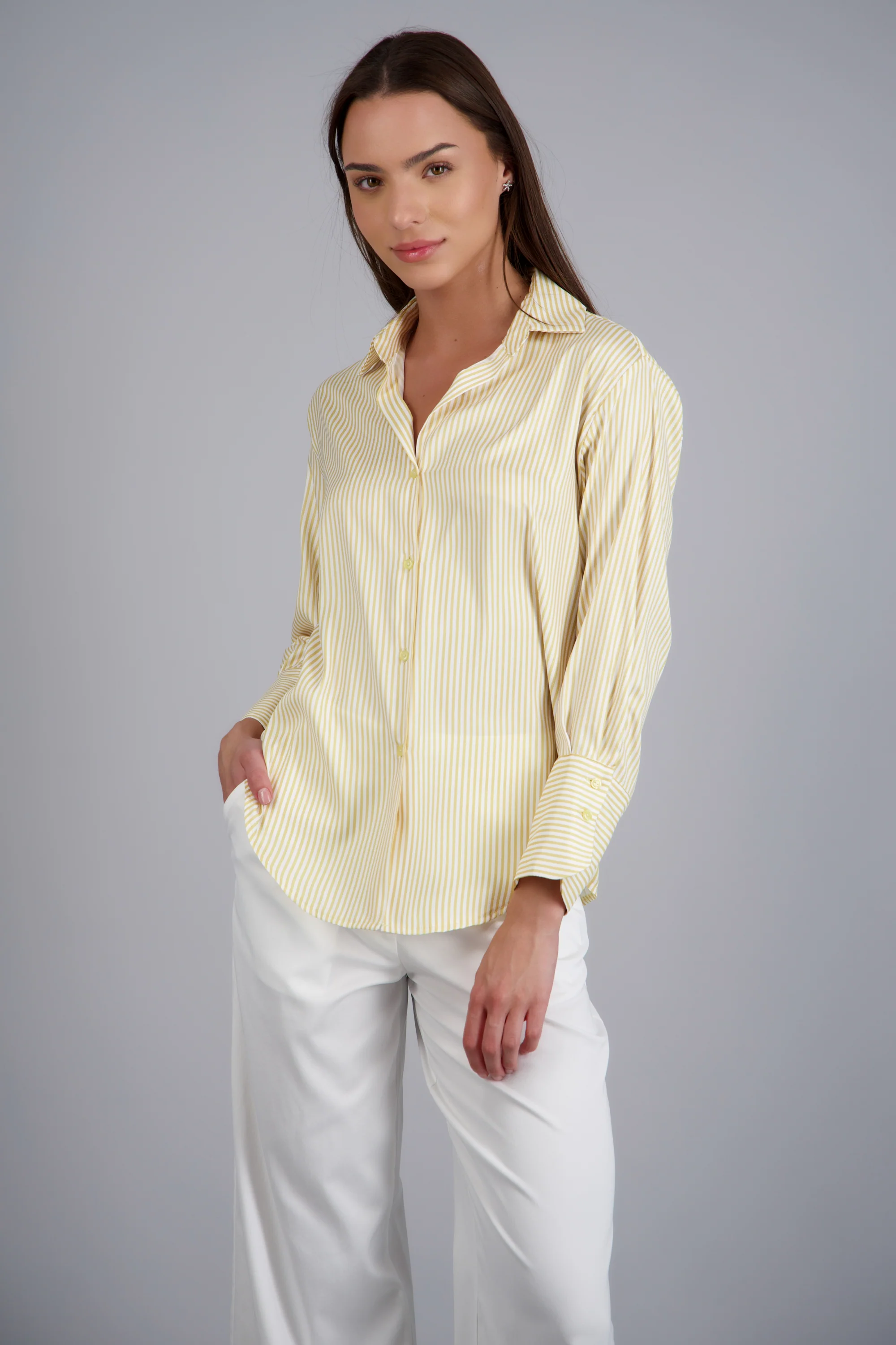 Blusa satin rayas manga larga Hypsters