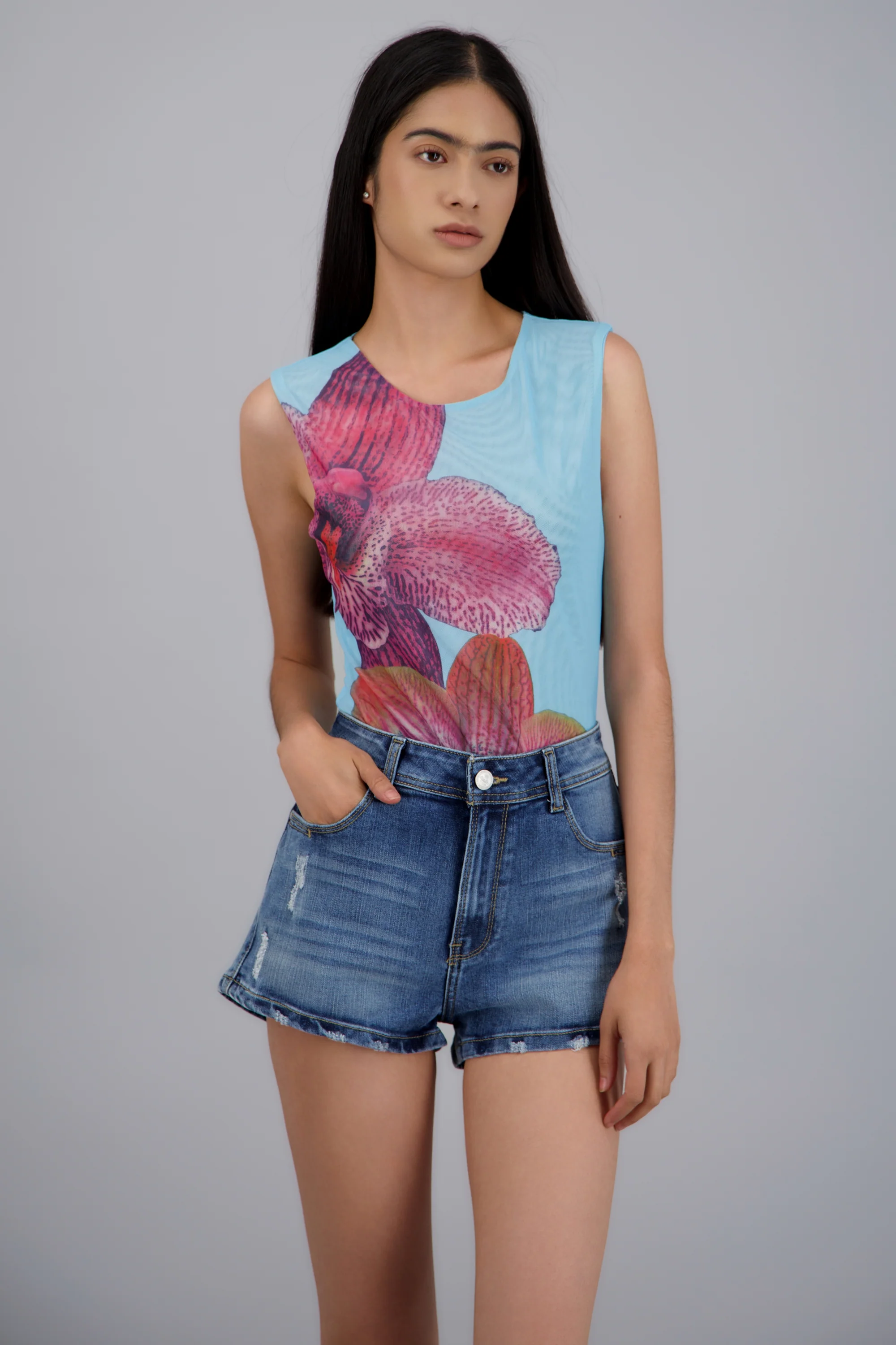 Body sin mangas maxi flores
