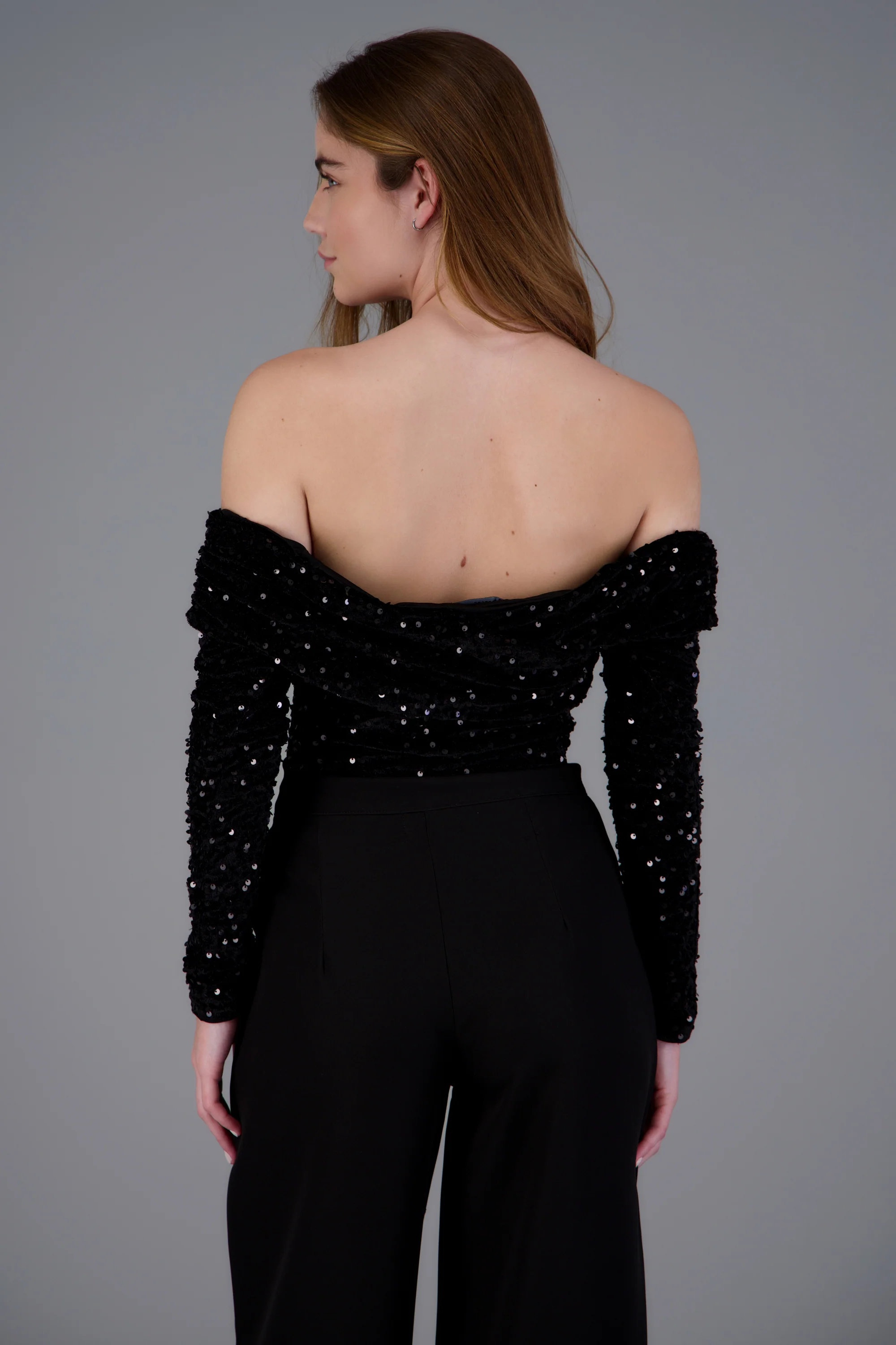 Body strapless manga larga lentejuela - Image 3
