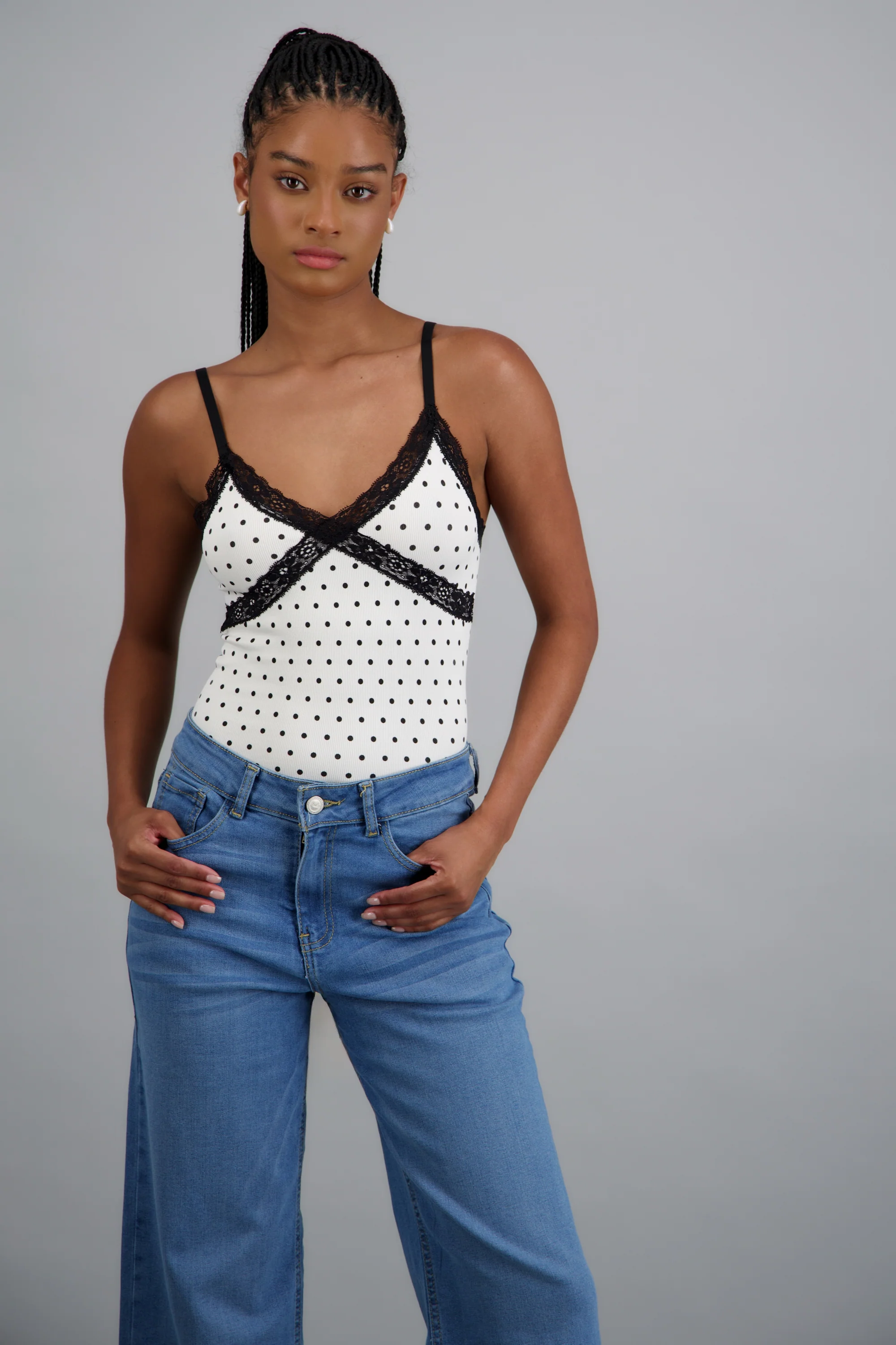 Bodysuit detalle encaje polka dots