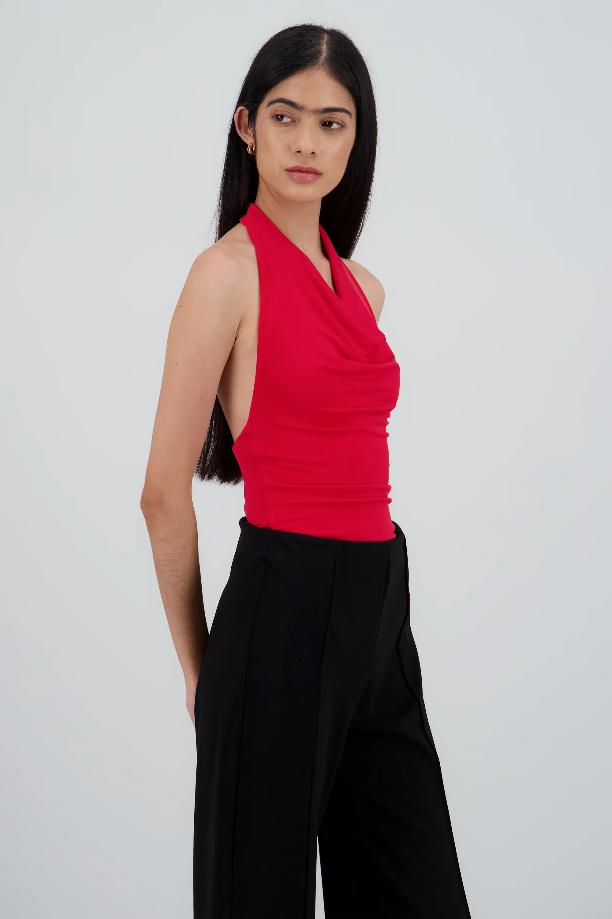 BODYSUIT HALTER ESCOTE CASCADA DRAPEADO - Image 3