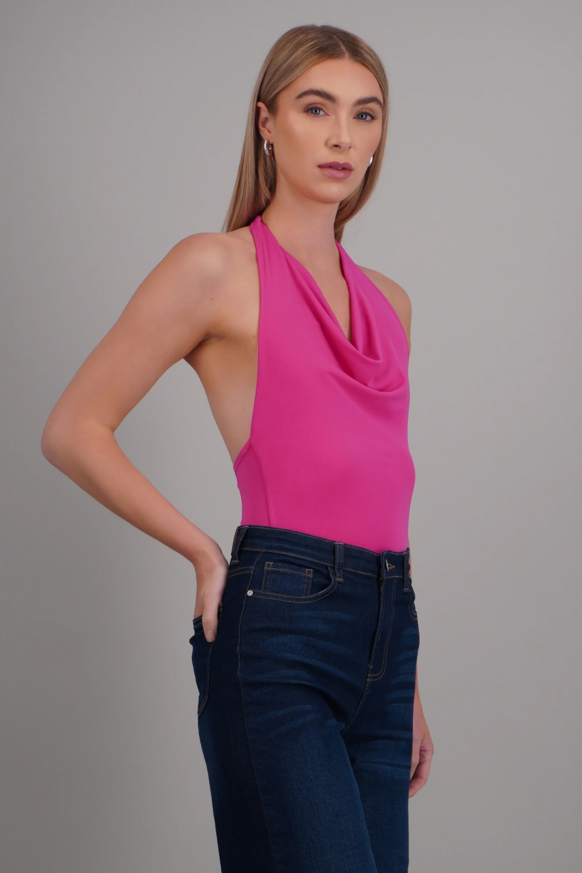 Bodysuit halter escote cascada drapeado - Image 7
