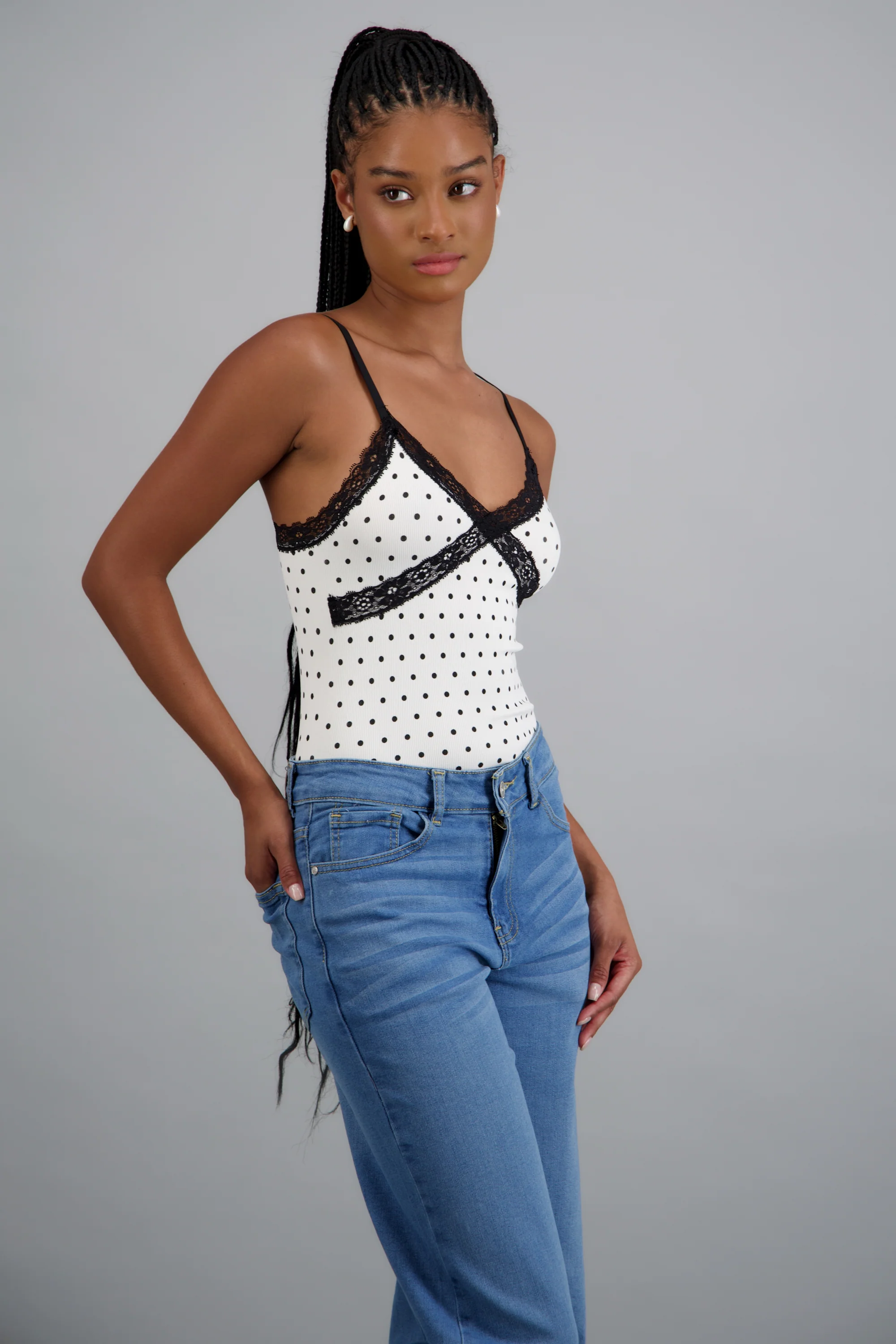 Bodysuit polka dor detalle encaje - Image 2