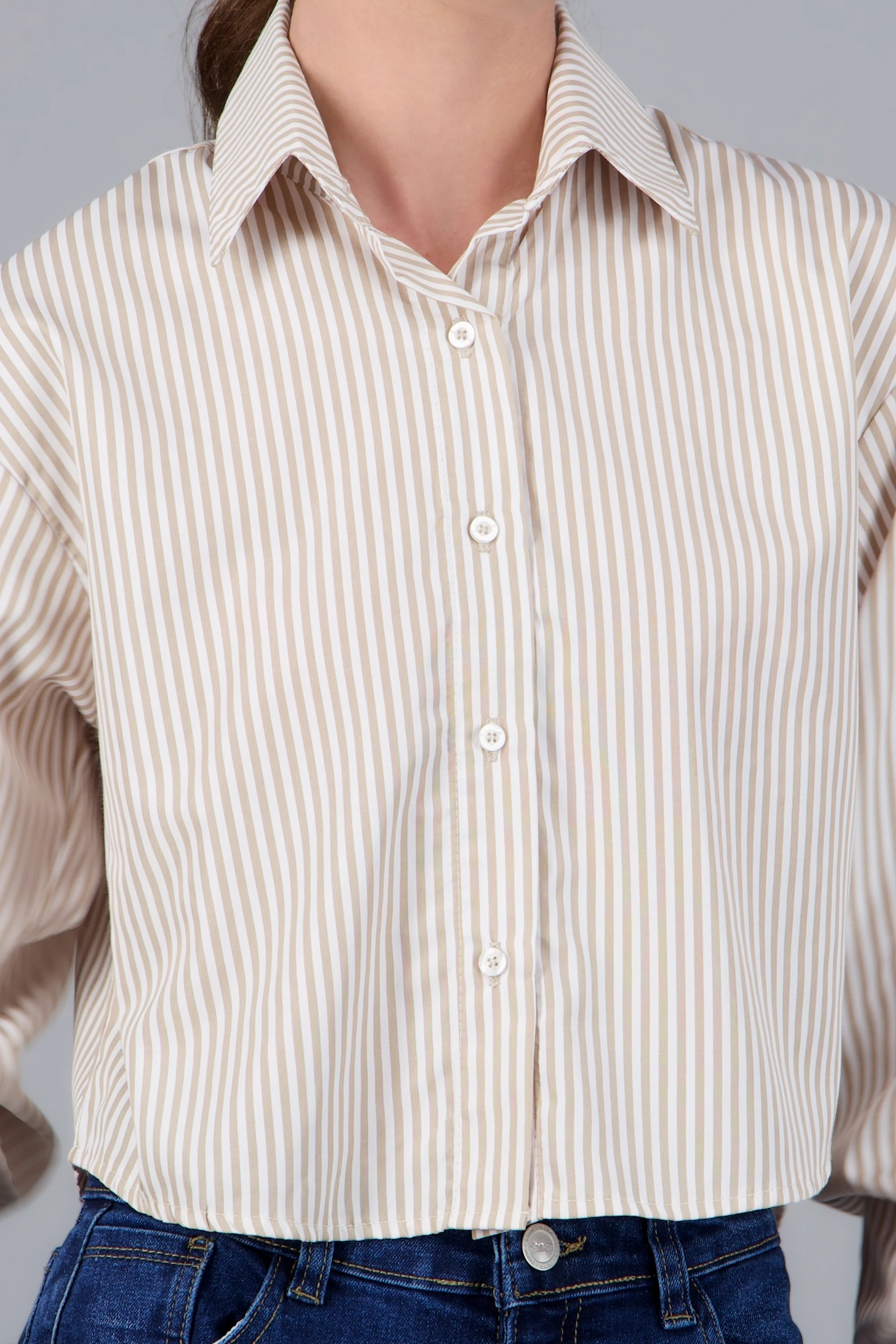 Camisa crop manga larga rayas - Image 5