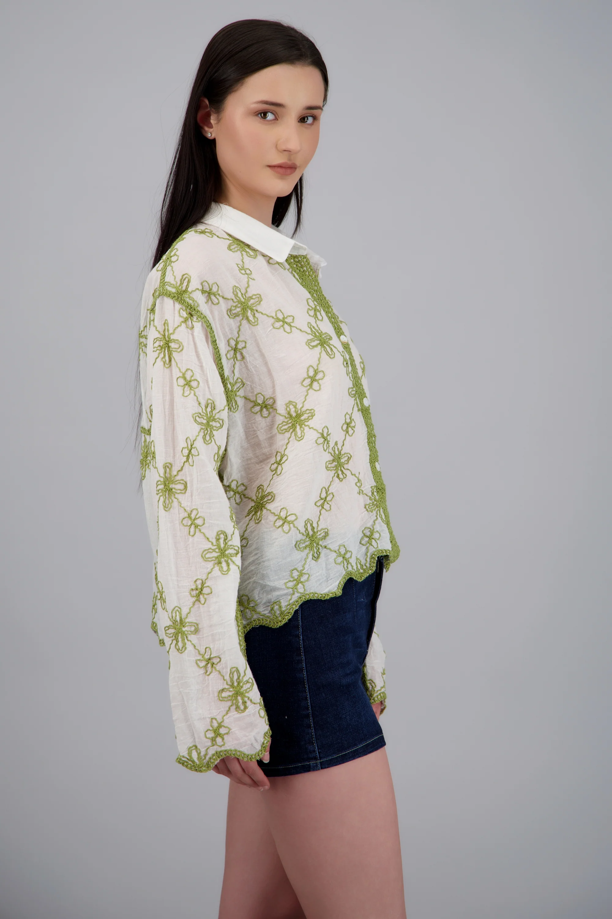 CAMISA M/L DET BORDADO FLORES - Image 2