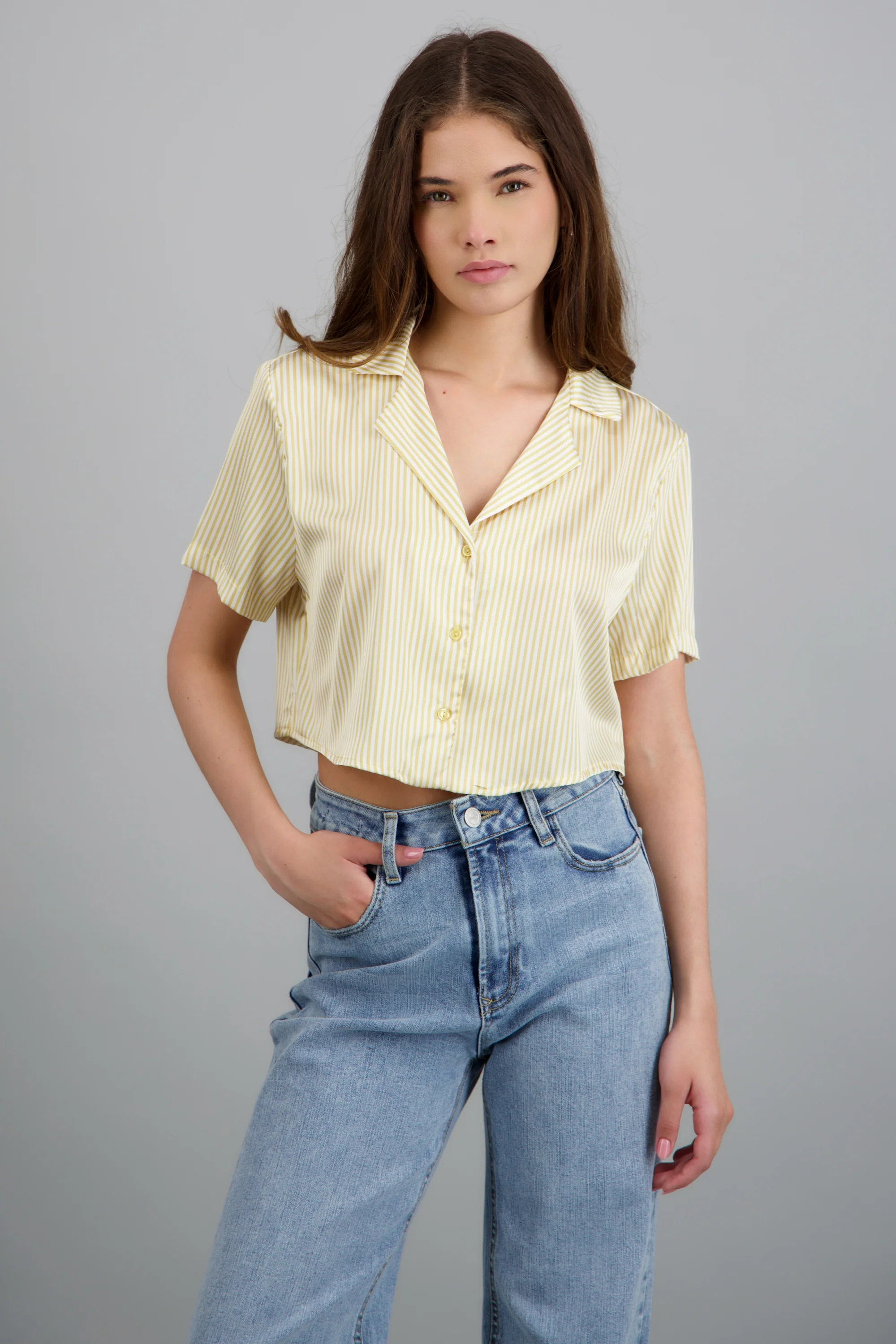 Camisa manga corta rayas satinada - Image 3