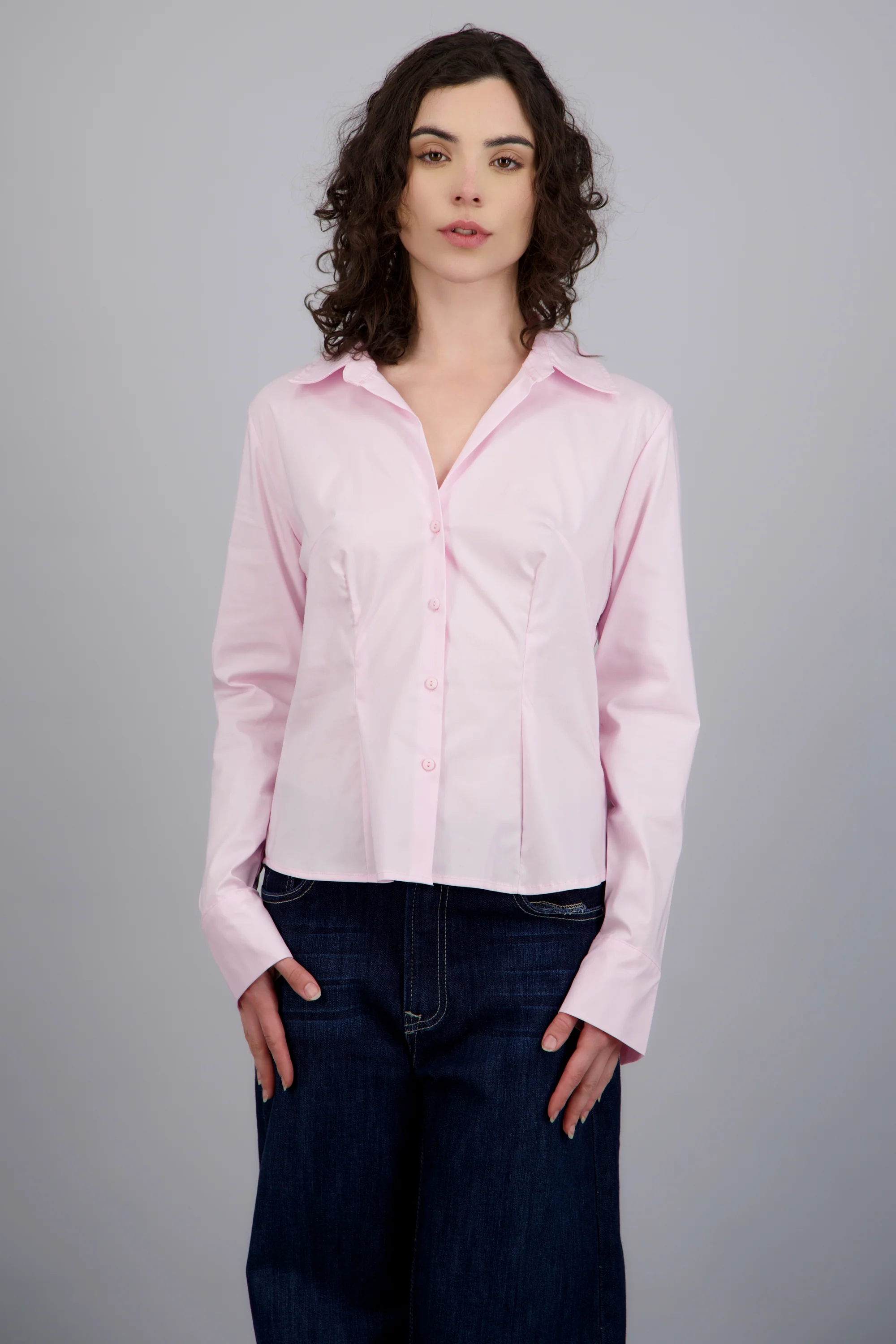 Camisa manga larga detalle cortes
