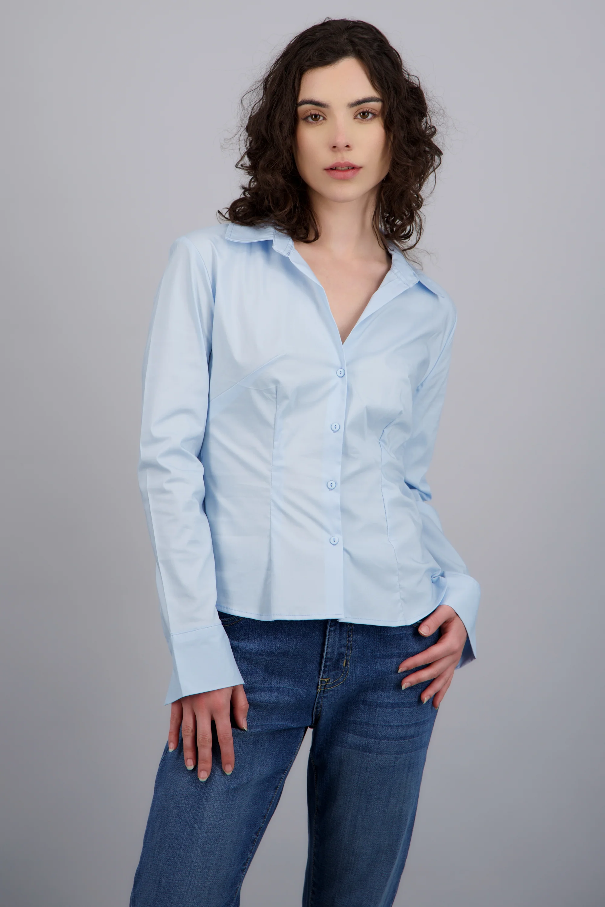 Camisa manga larga detalle cortes