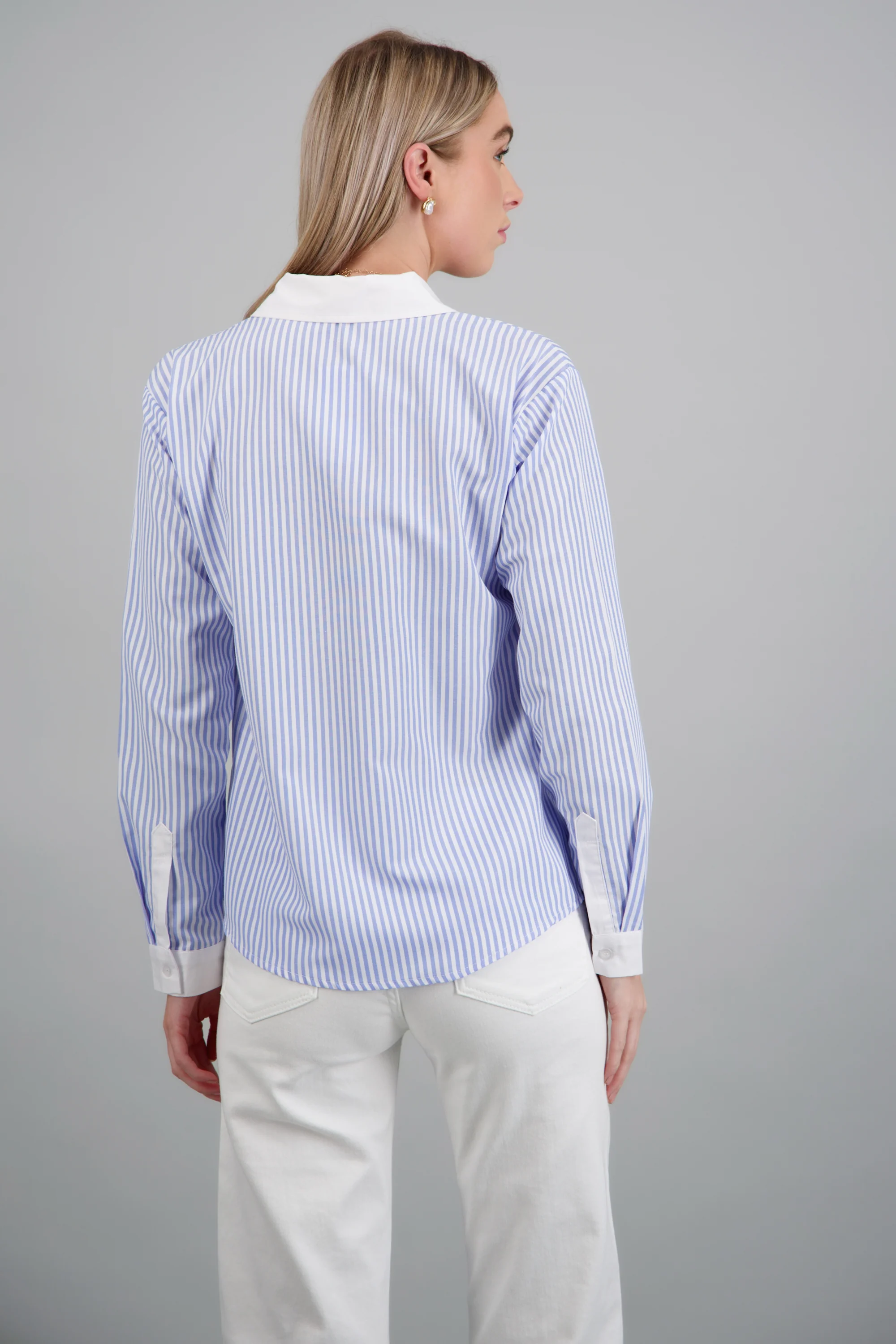 Camisa rayada detalle contraste - Image 4