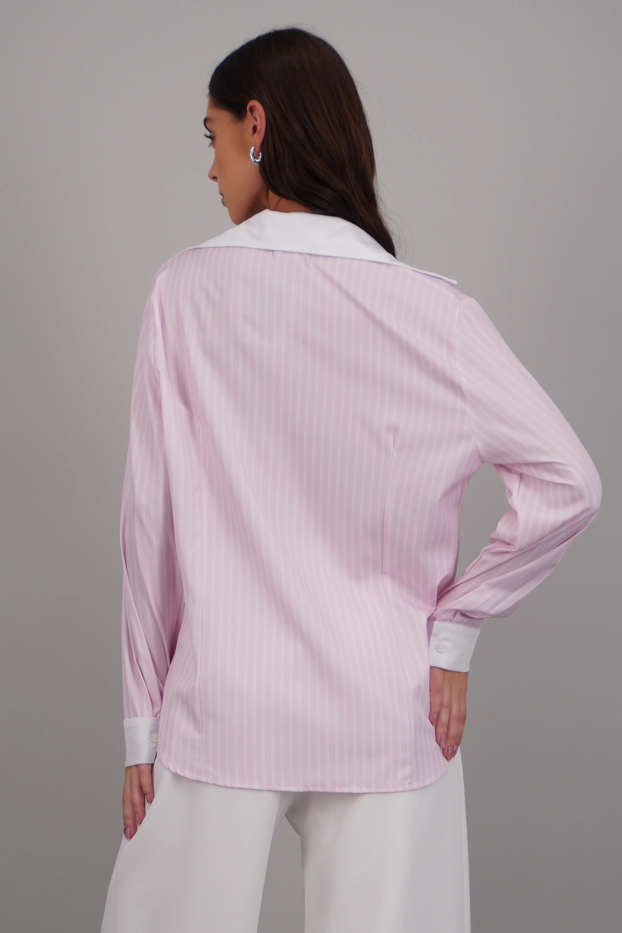 camisa rayas cuello contraste - Image 4