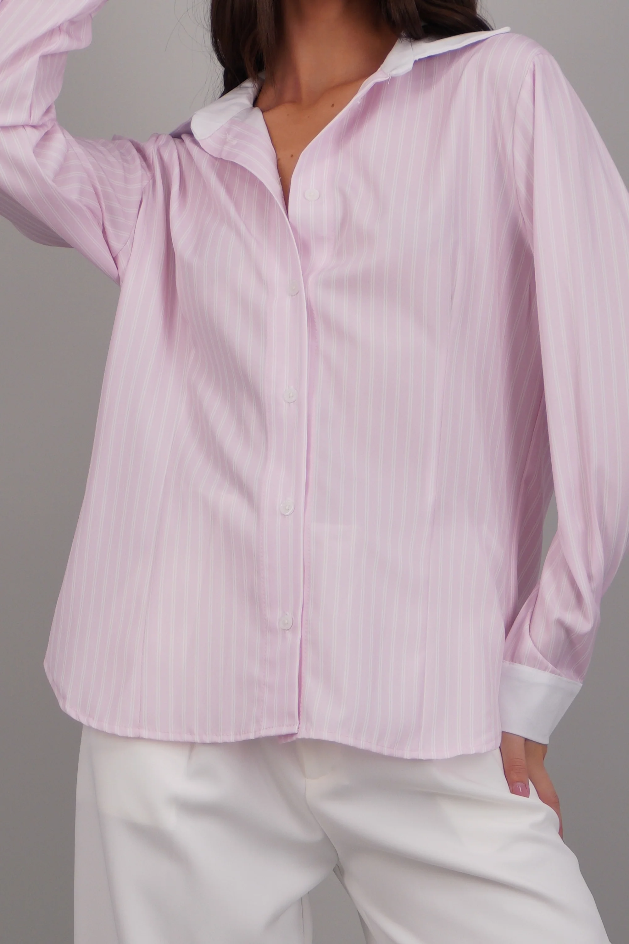 camisa rayas cuello contraste - Image 5