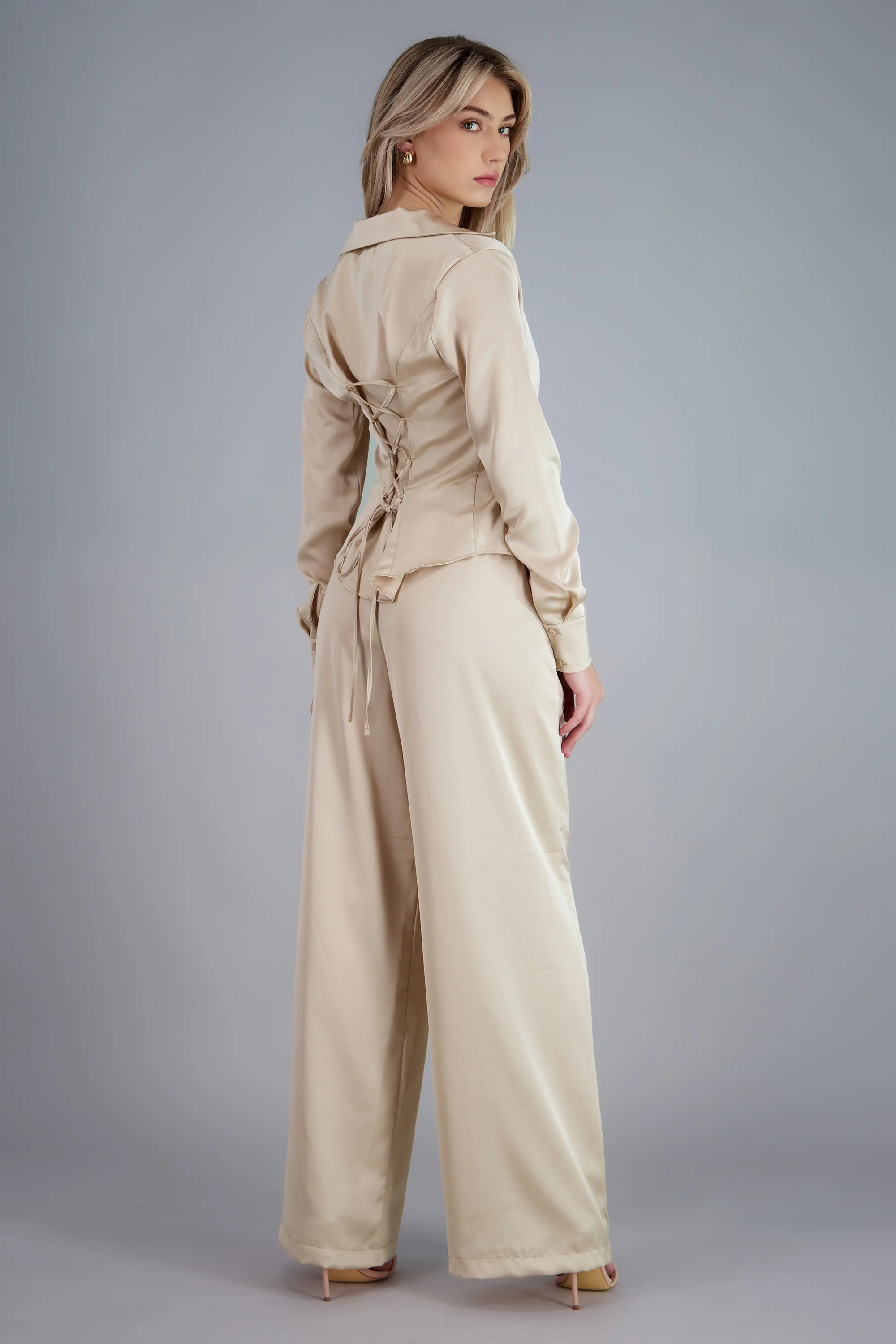 Camisa satin lace up espalda - Image 3