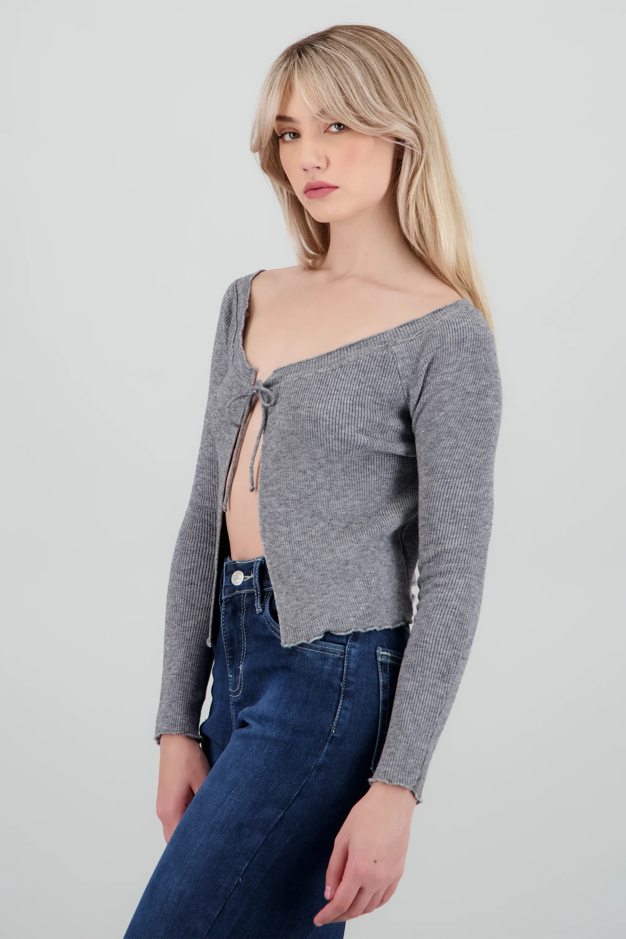 Cardigan off shoulder detalle moño - Image 3