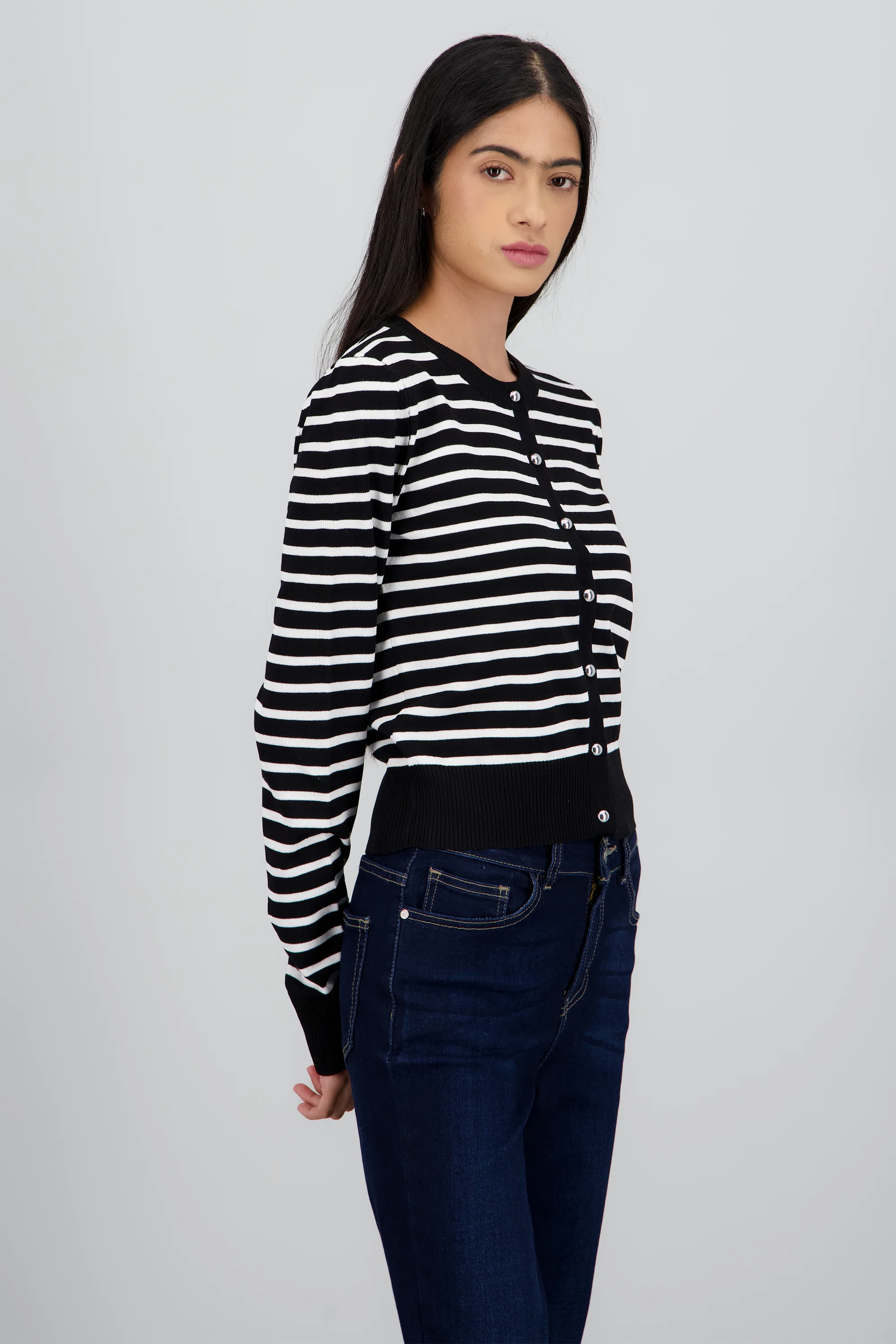 Cardigan rayas detalle botones - Image 3