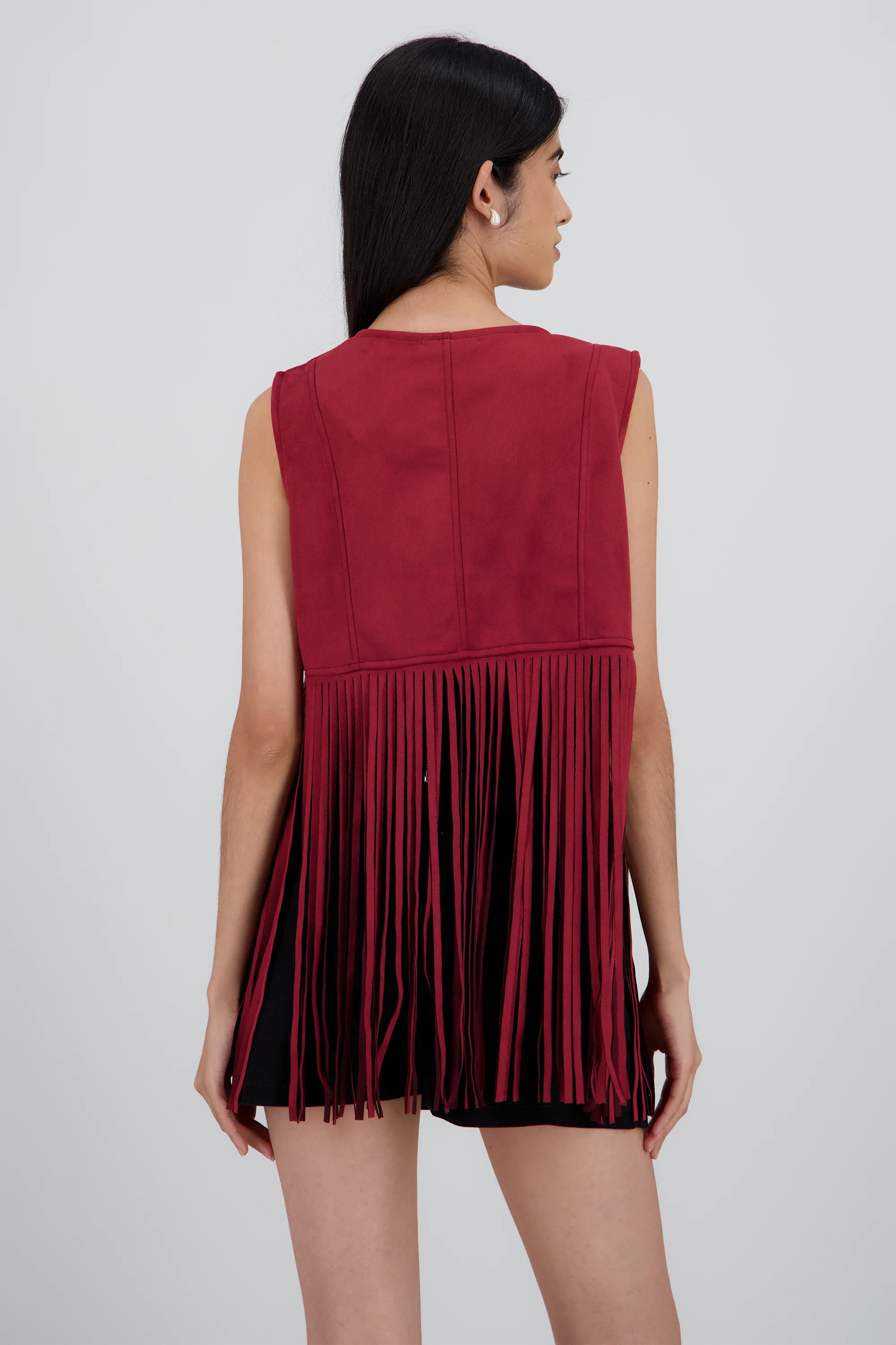 Chaleco liso suede detalle fringe - Image 4