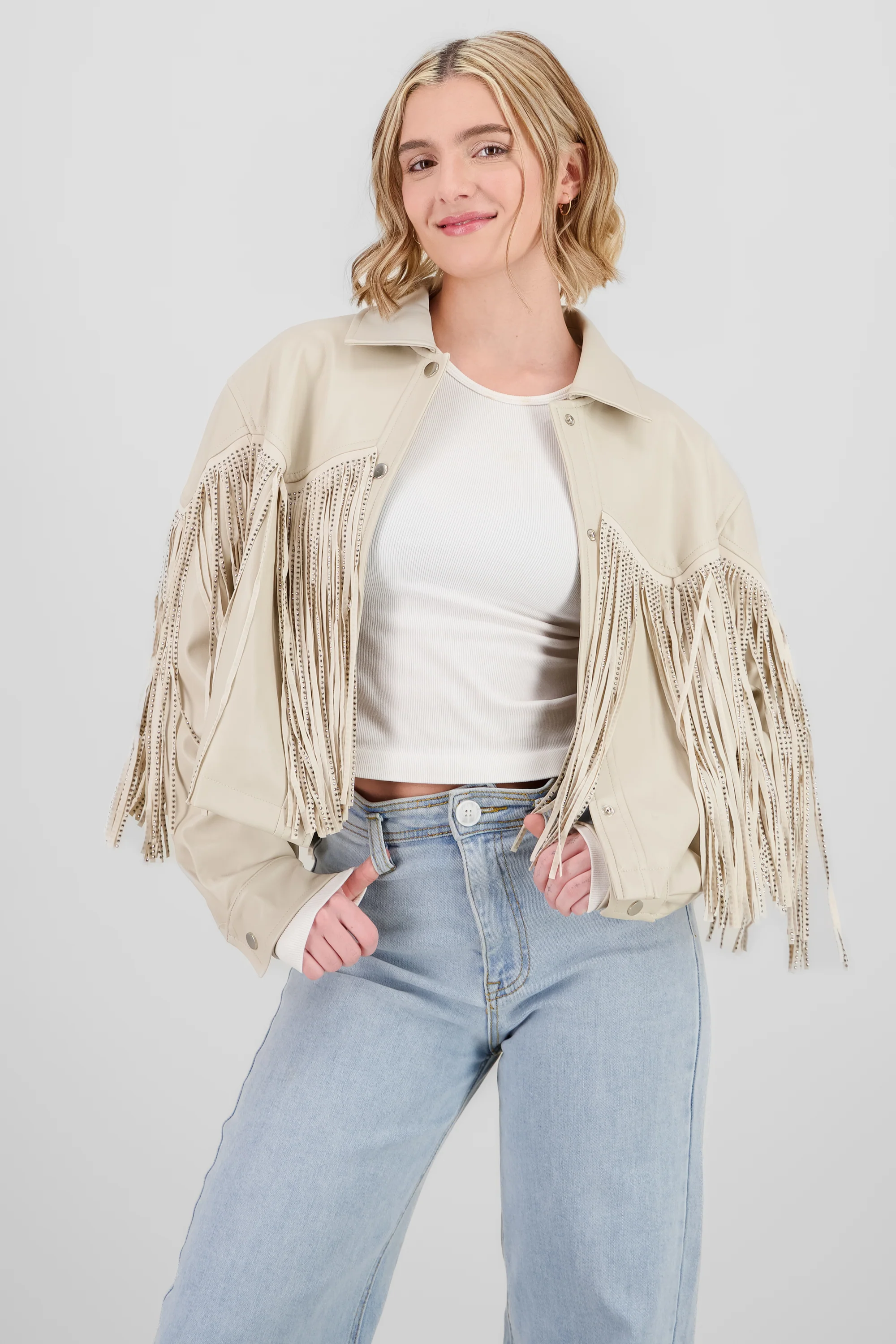 Chamarra Fringe Brillos