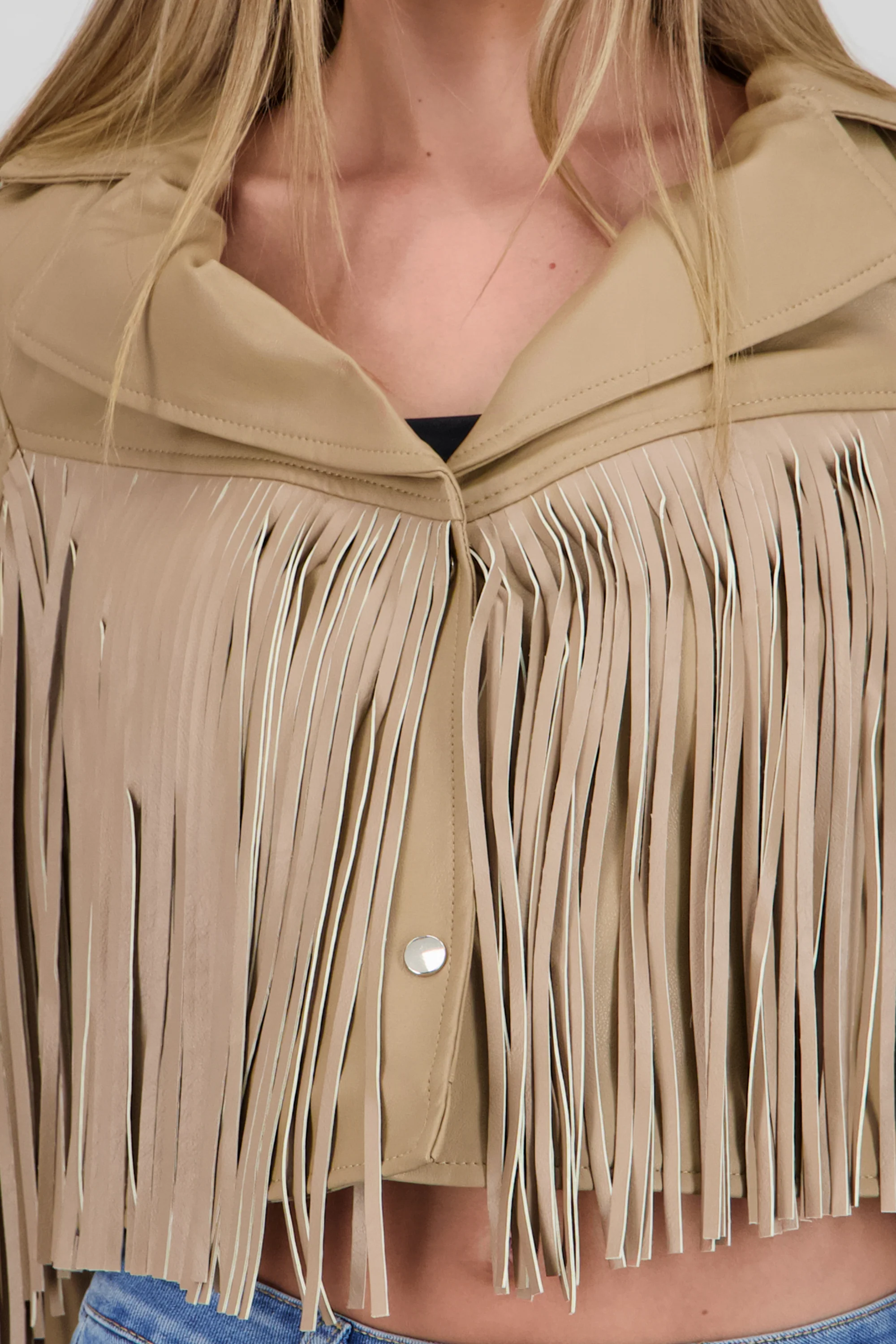 Chamarra fringe PU - Image 5
