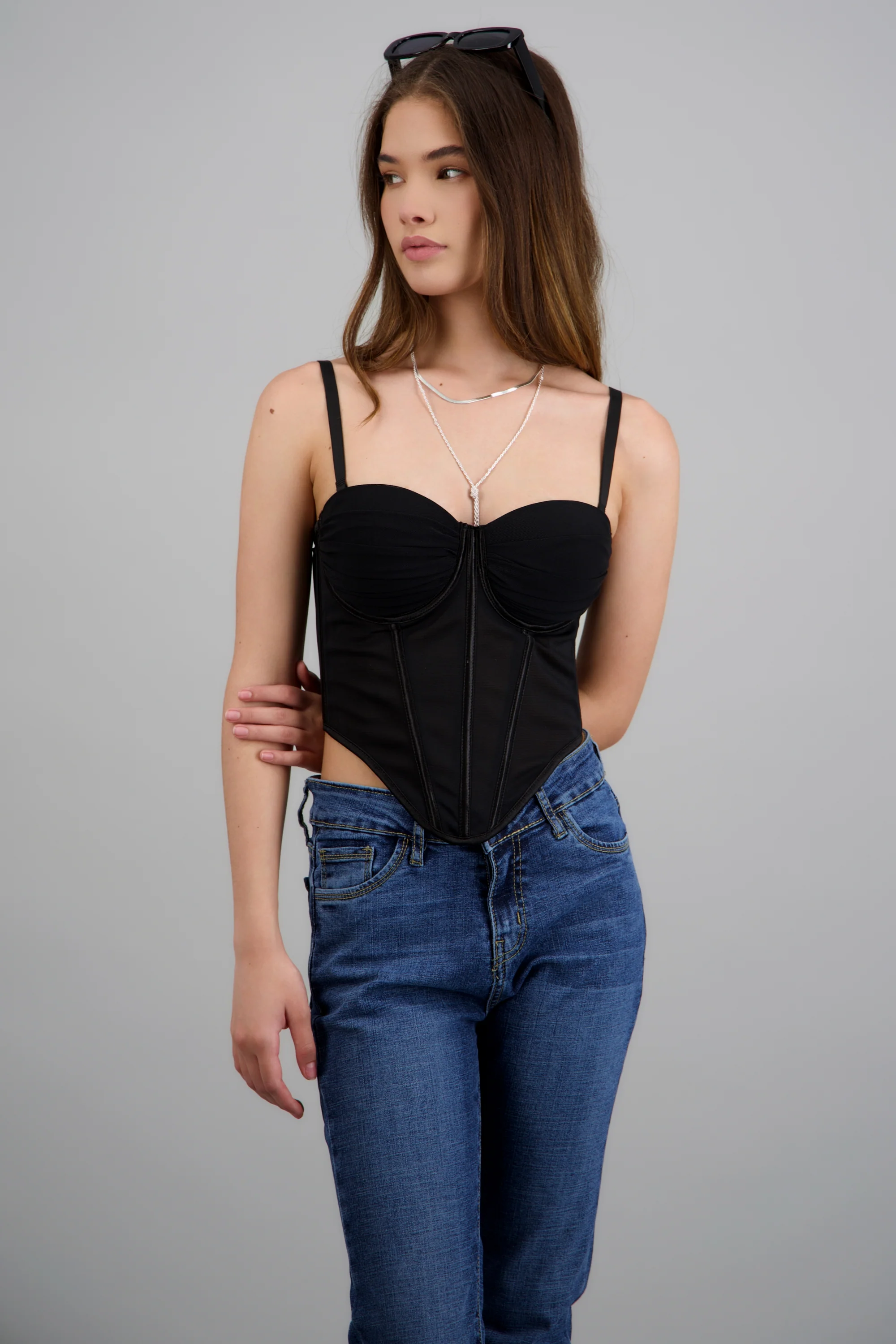 Corset de mesh strapless copas drapeadas - Image 3