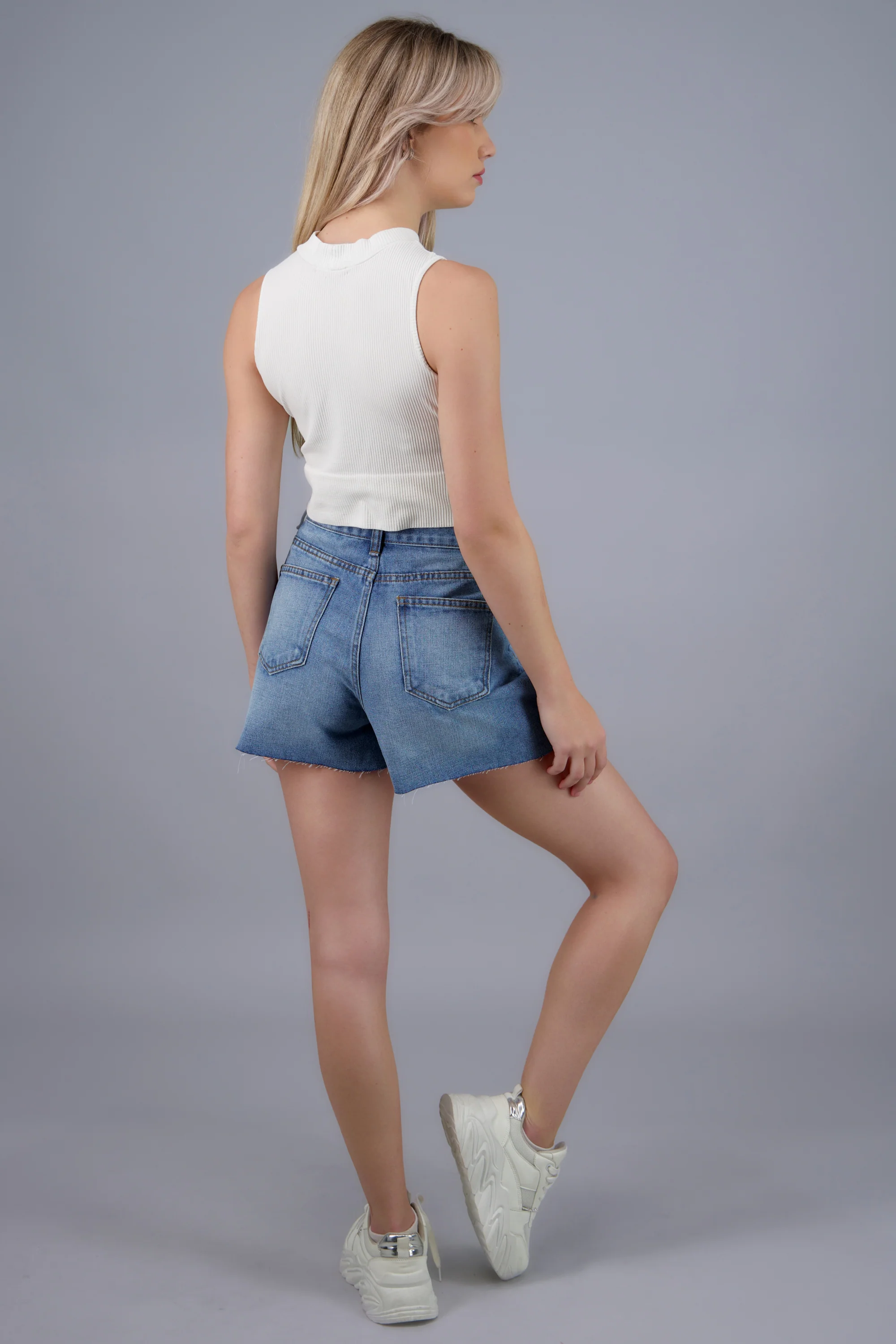 Denim shorts mini destrucción