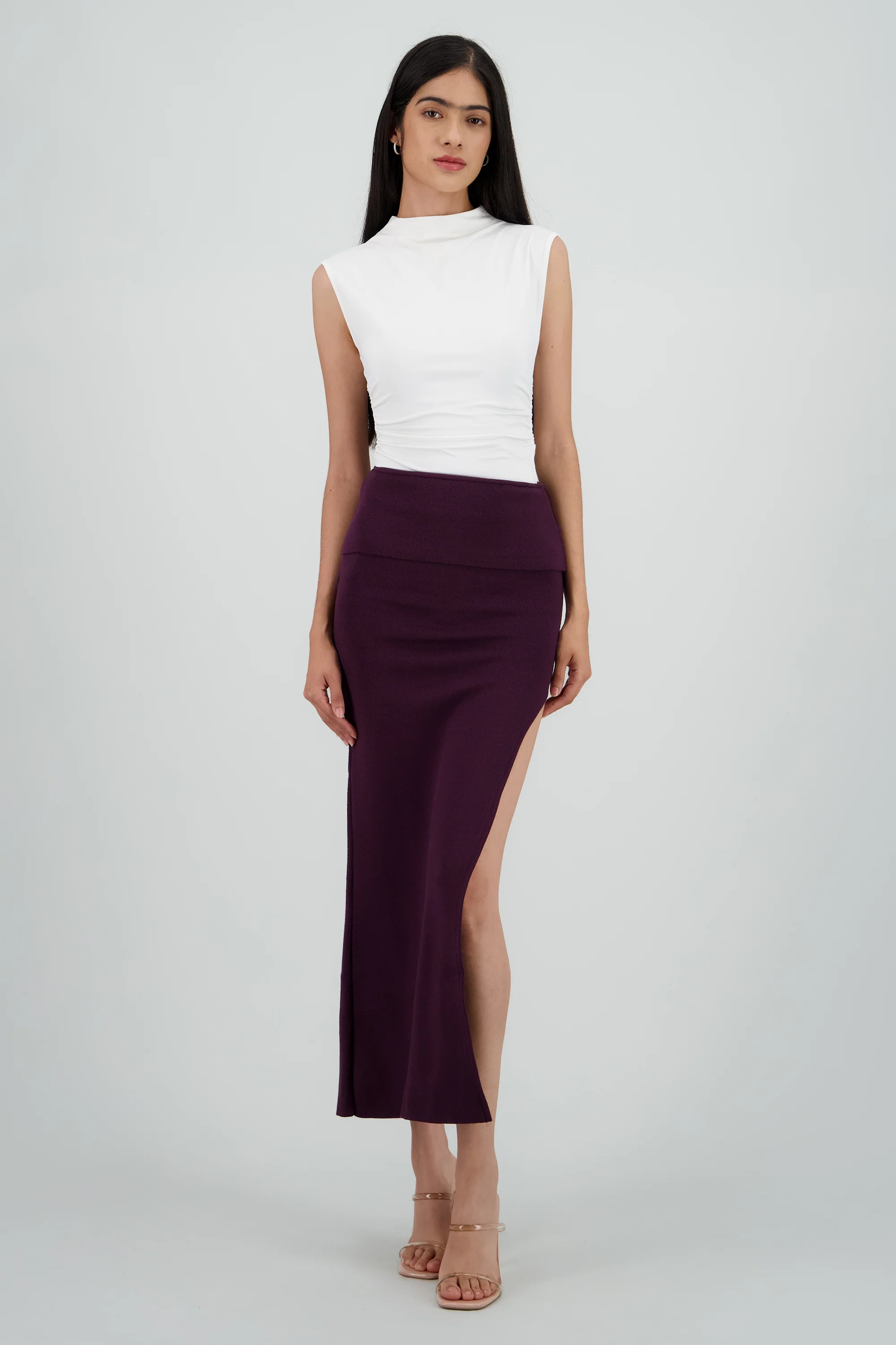 Falda maxi doblez detalle abertura
