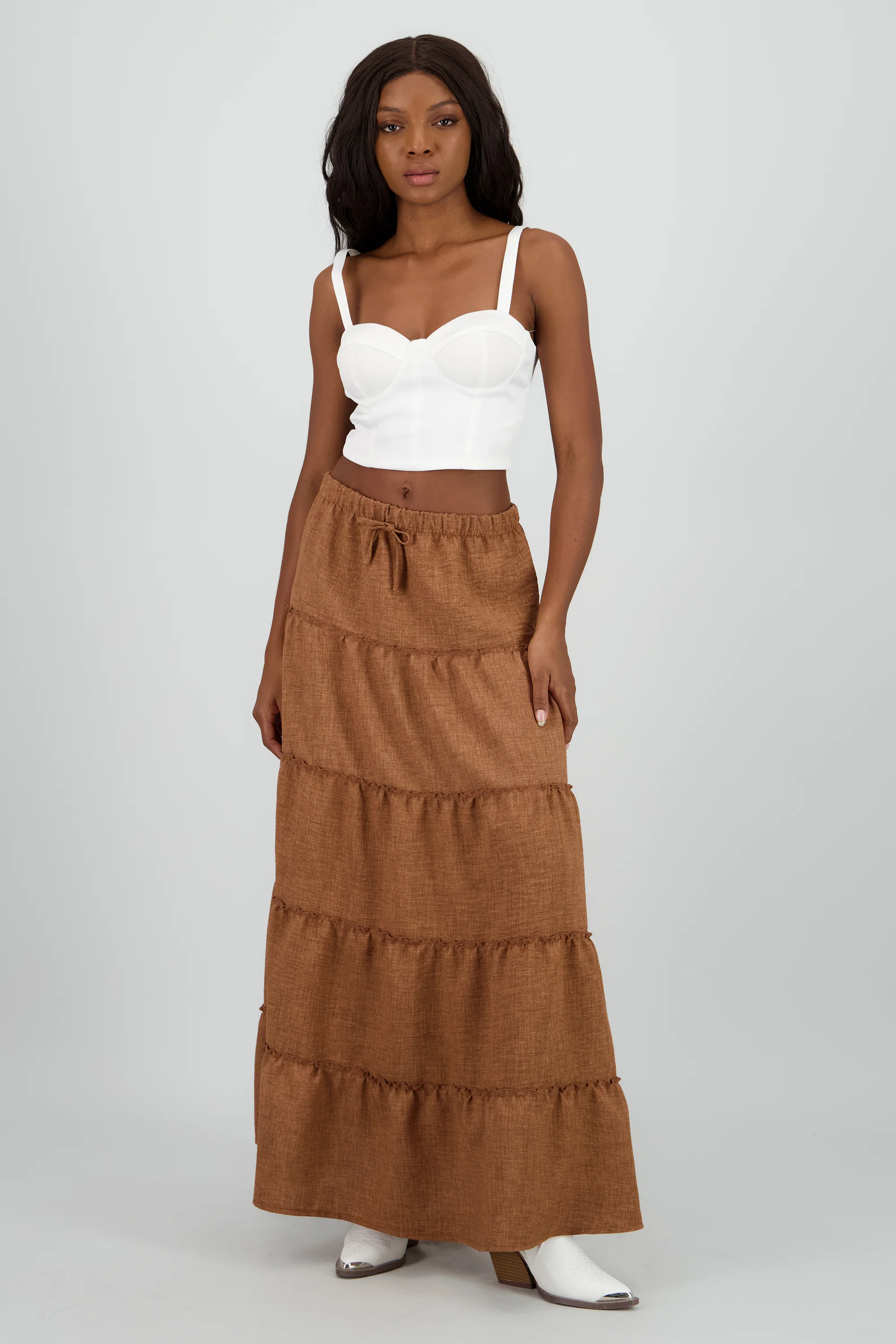 Falda maxi olanes con moño