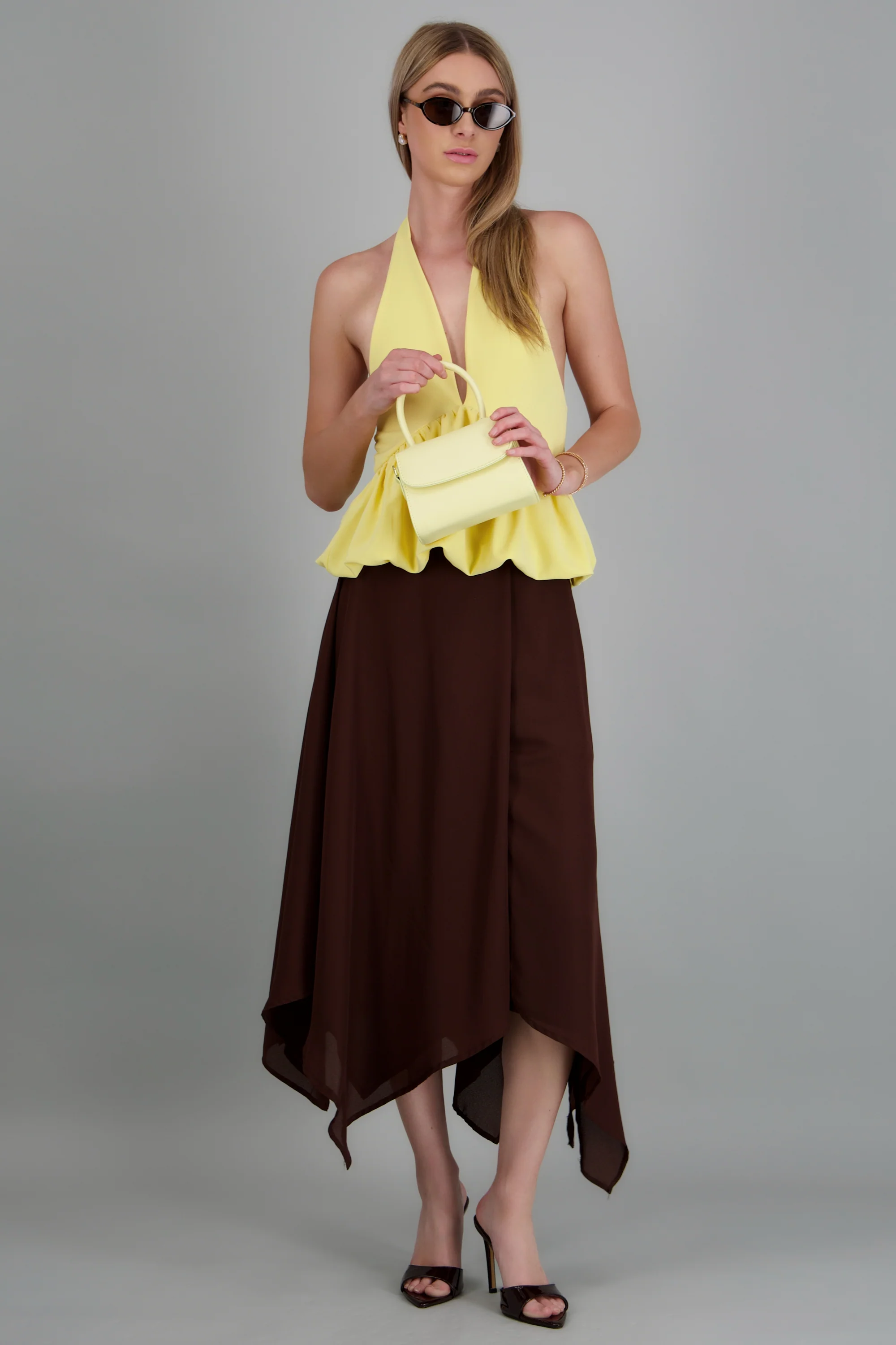 Falda midi chiffon asimetrica