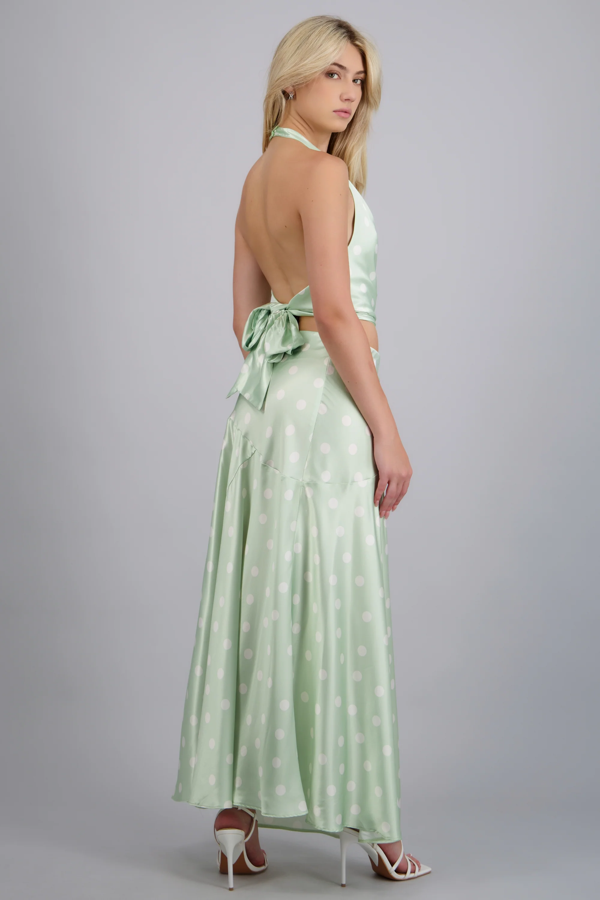Falda midi de satin polka dots - Image 4
