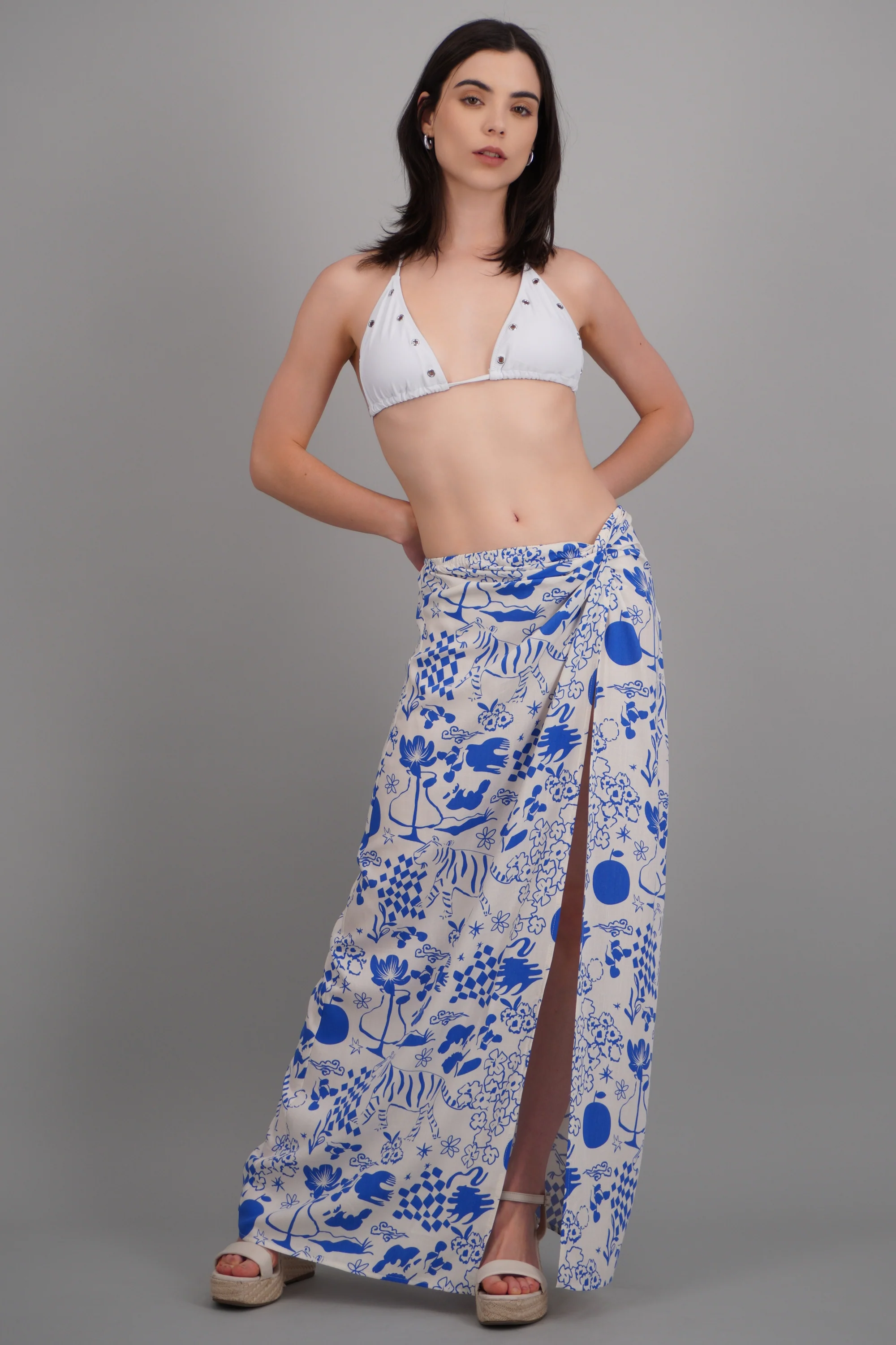 Falda midi pareo estampada abertura - Image 2