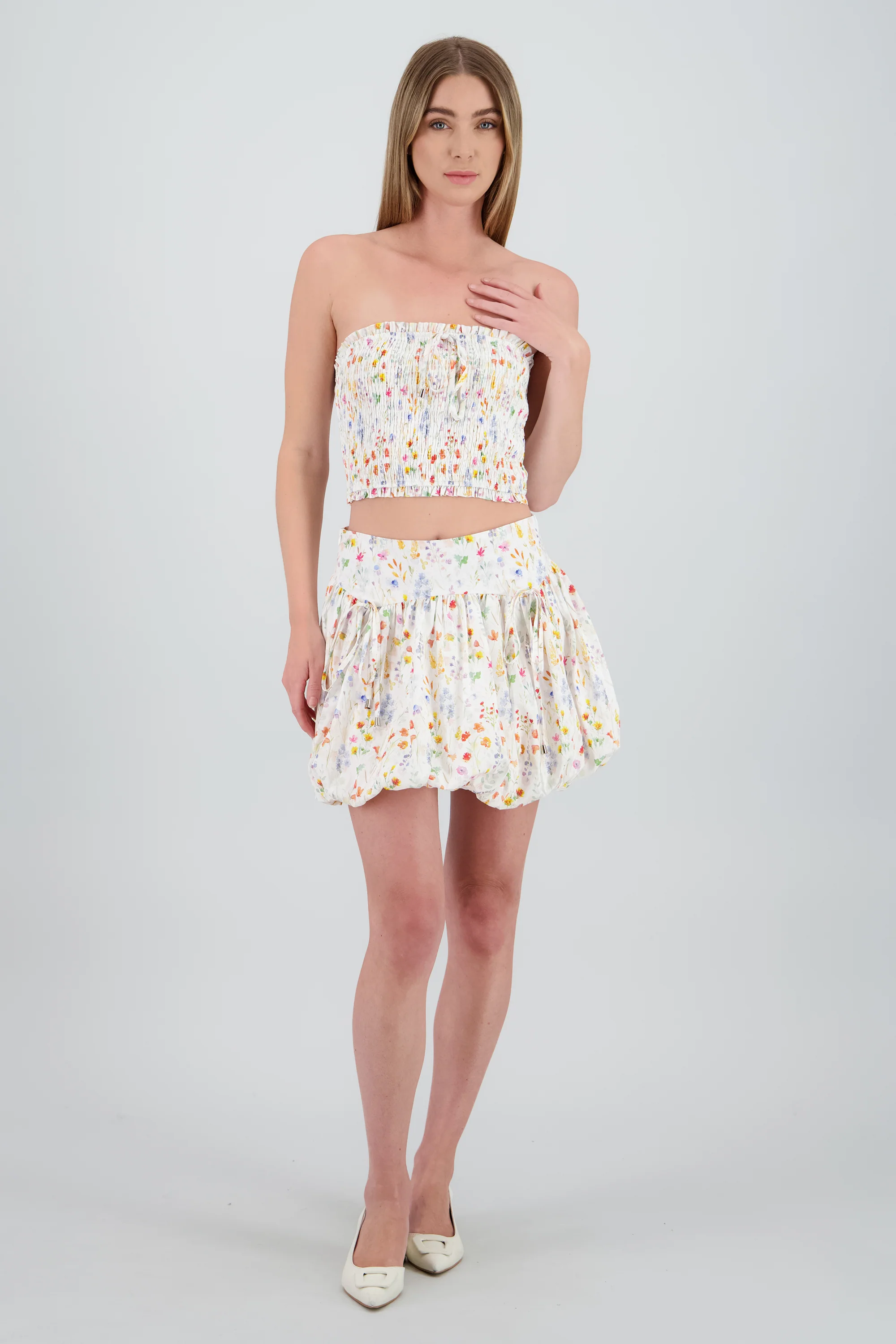 Falda mini globo estampado flores