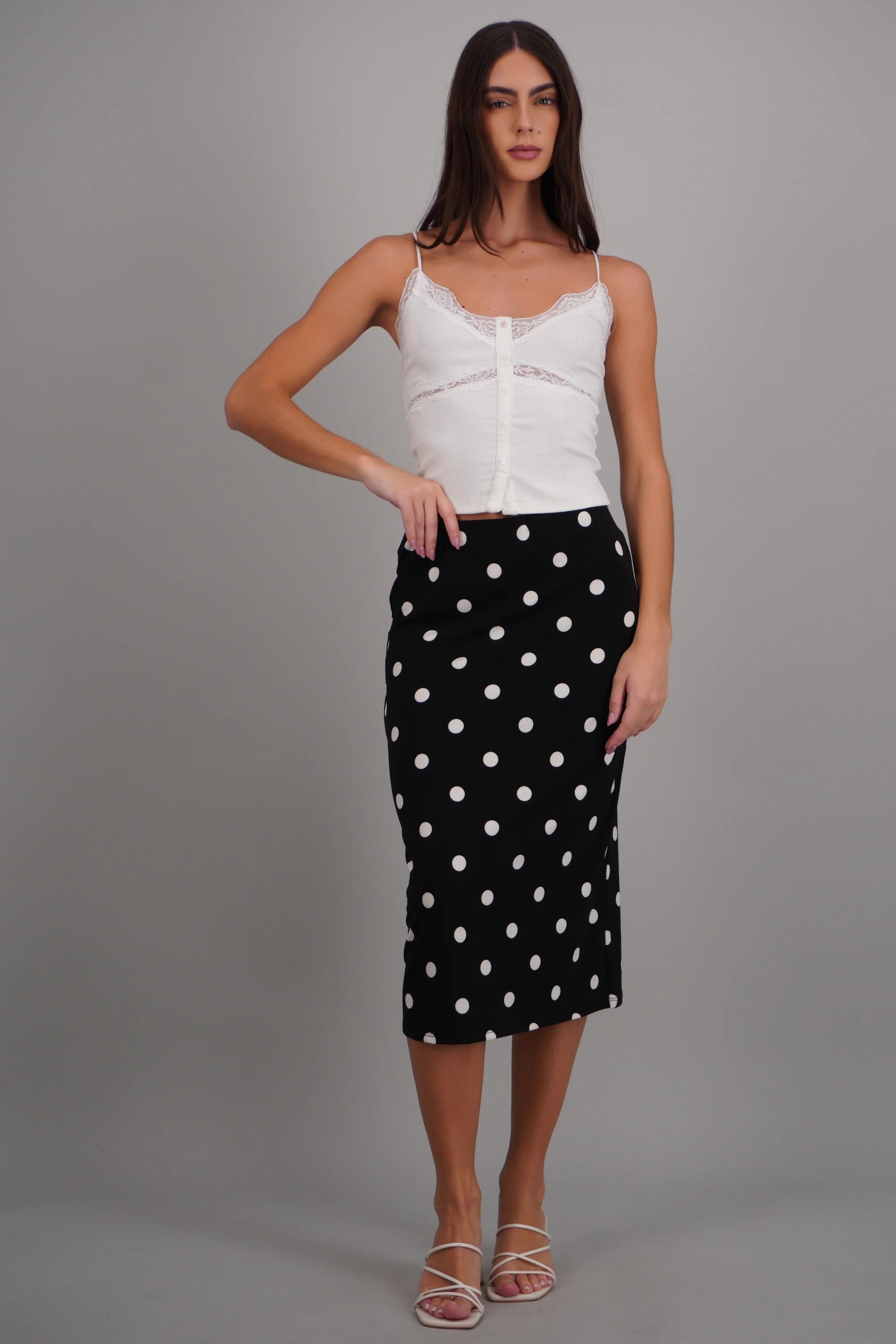 Falda satinada polka dots