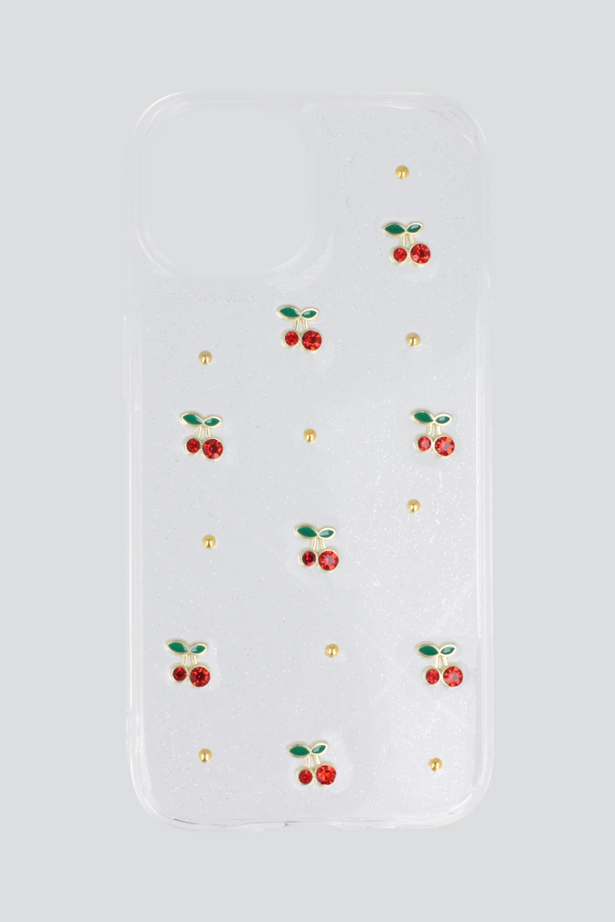 Funda iph 15 cerezas incrustadas
