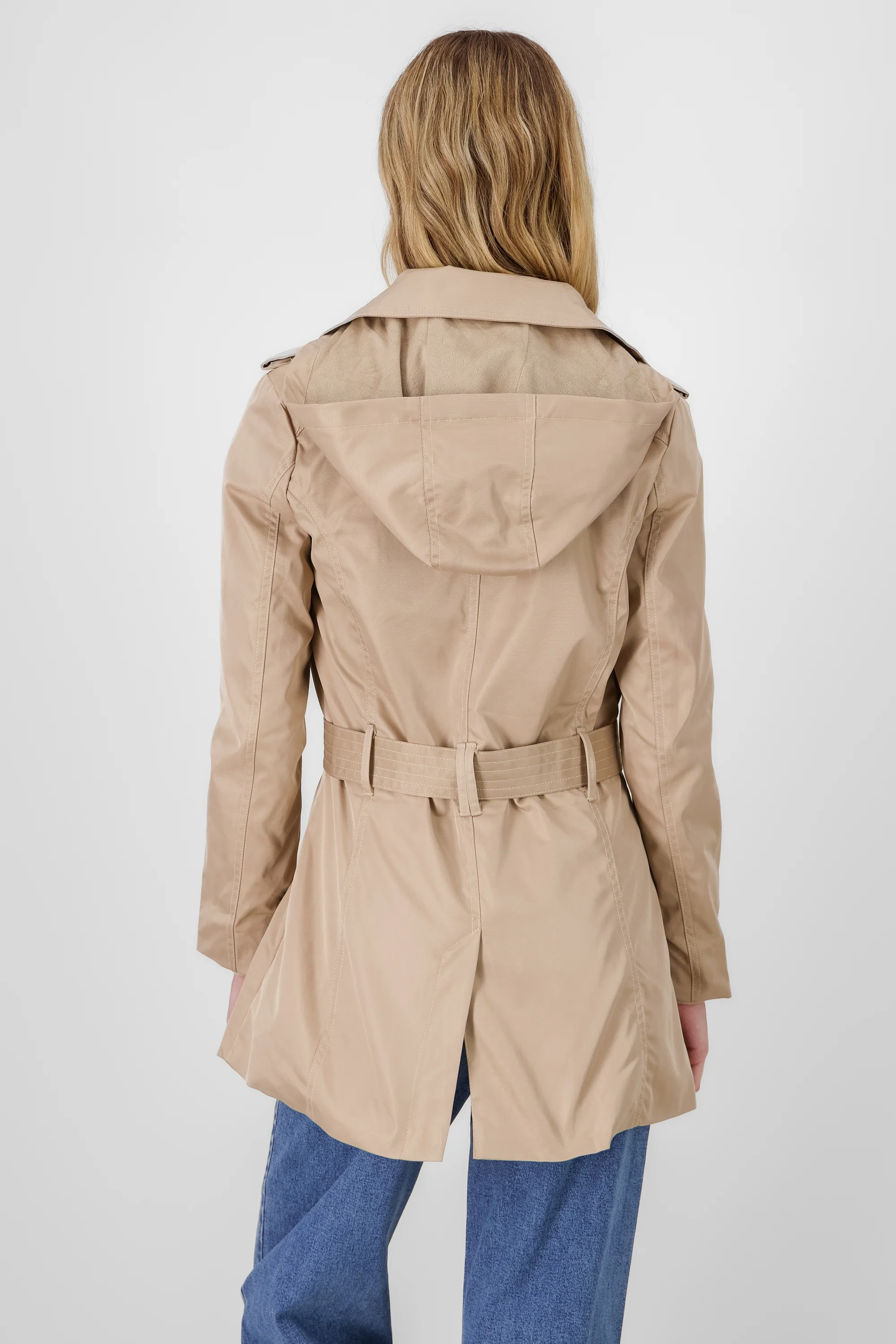 Gabardina corta cinturón botones - Image 4