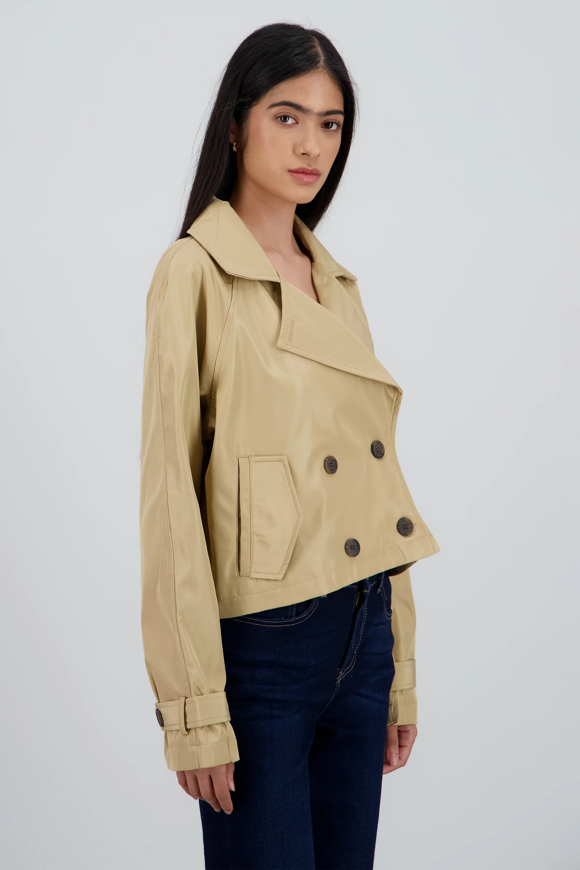 Gabardina corto con botones - Image 3