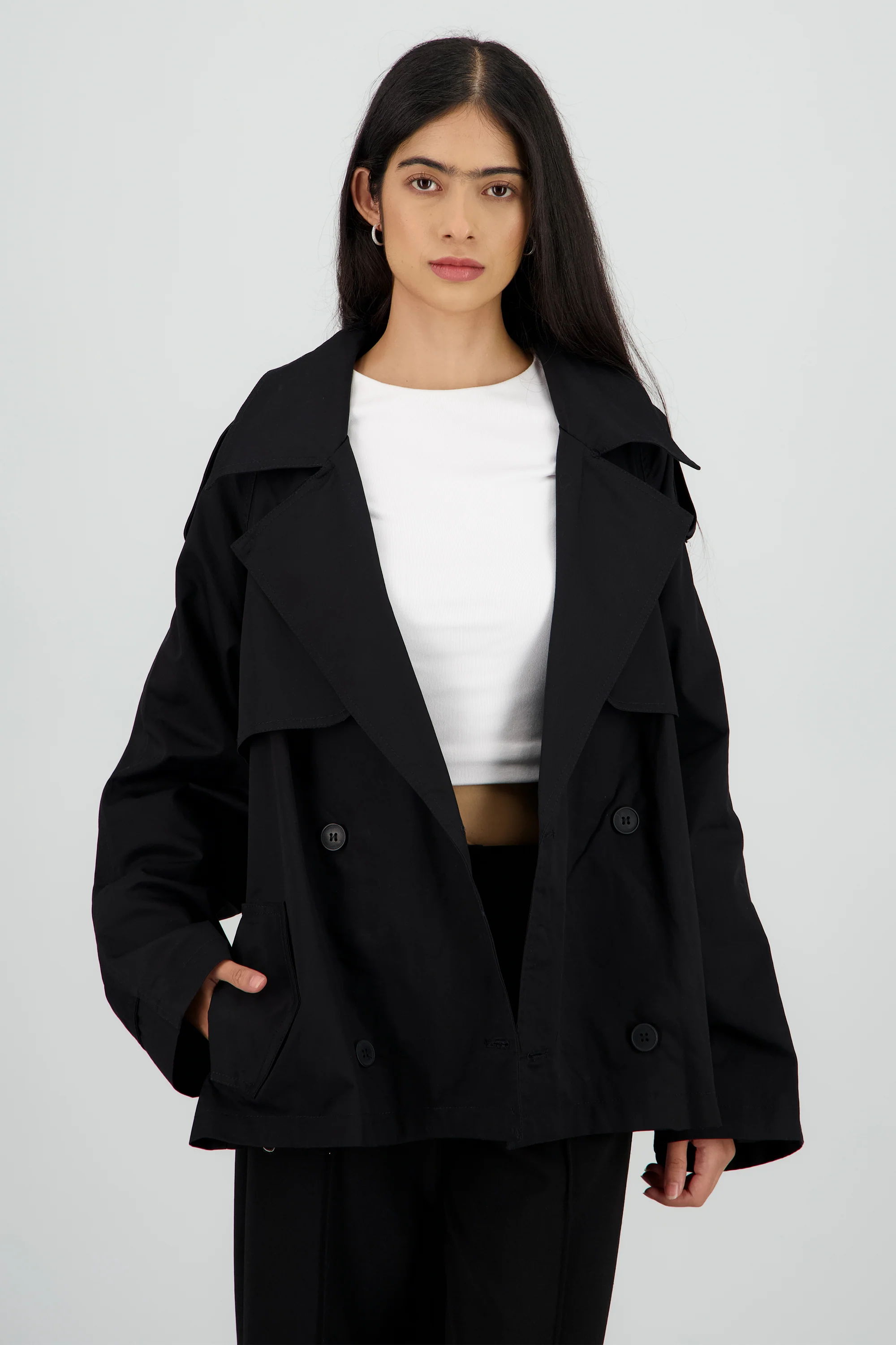 Gabardina oversized corta