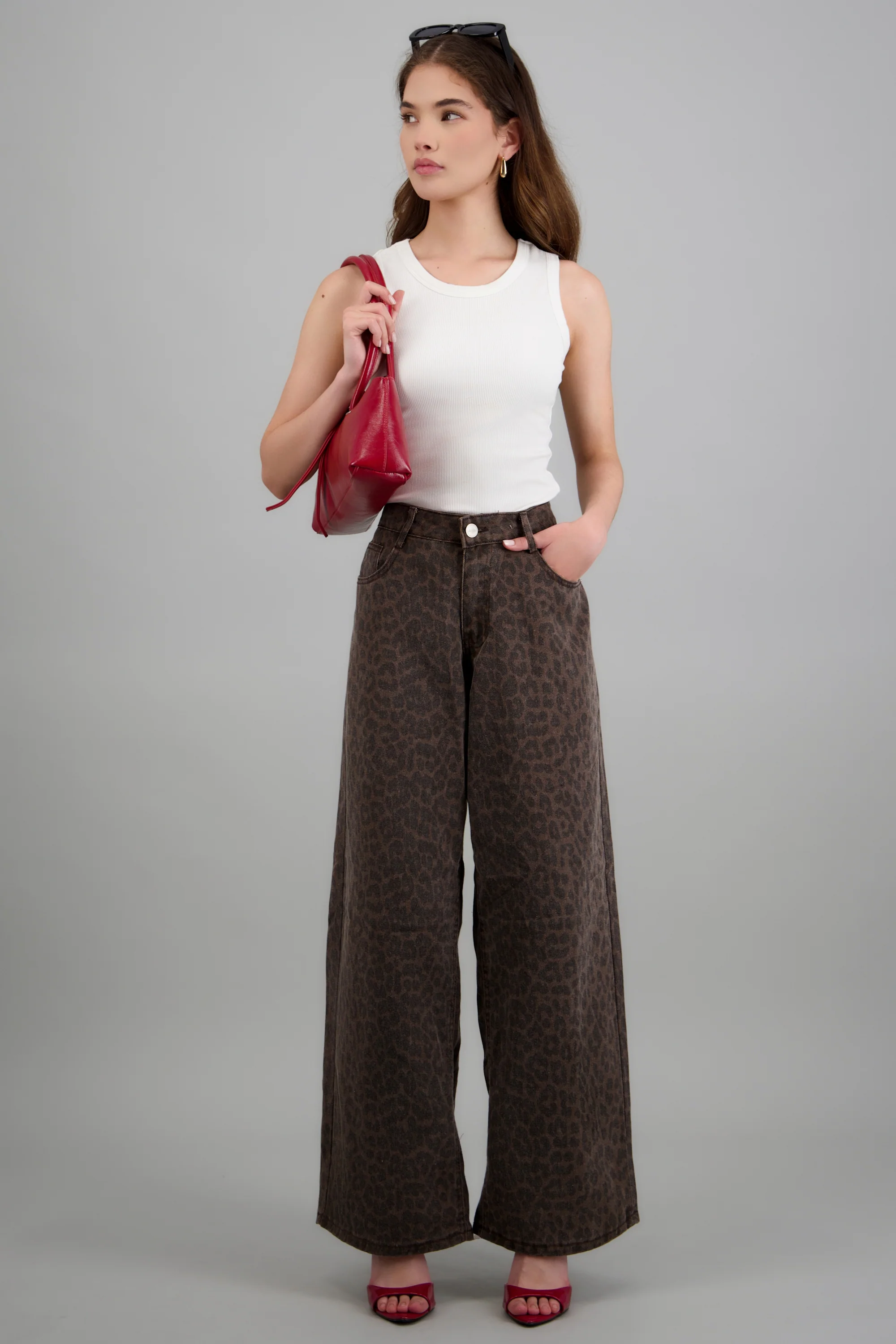 Jeans wide leg animal print
