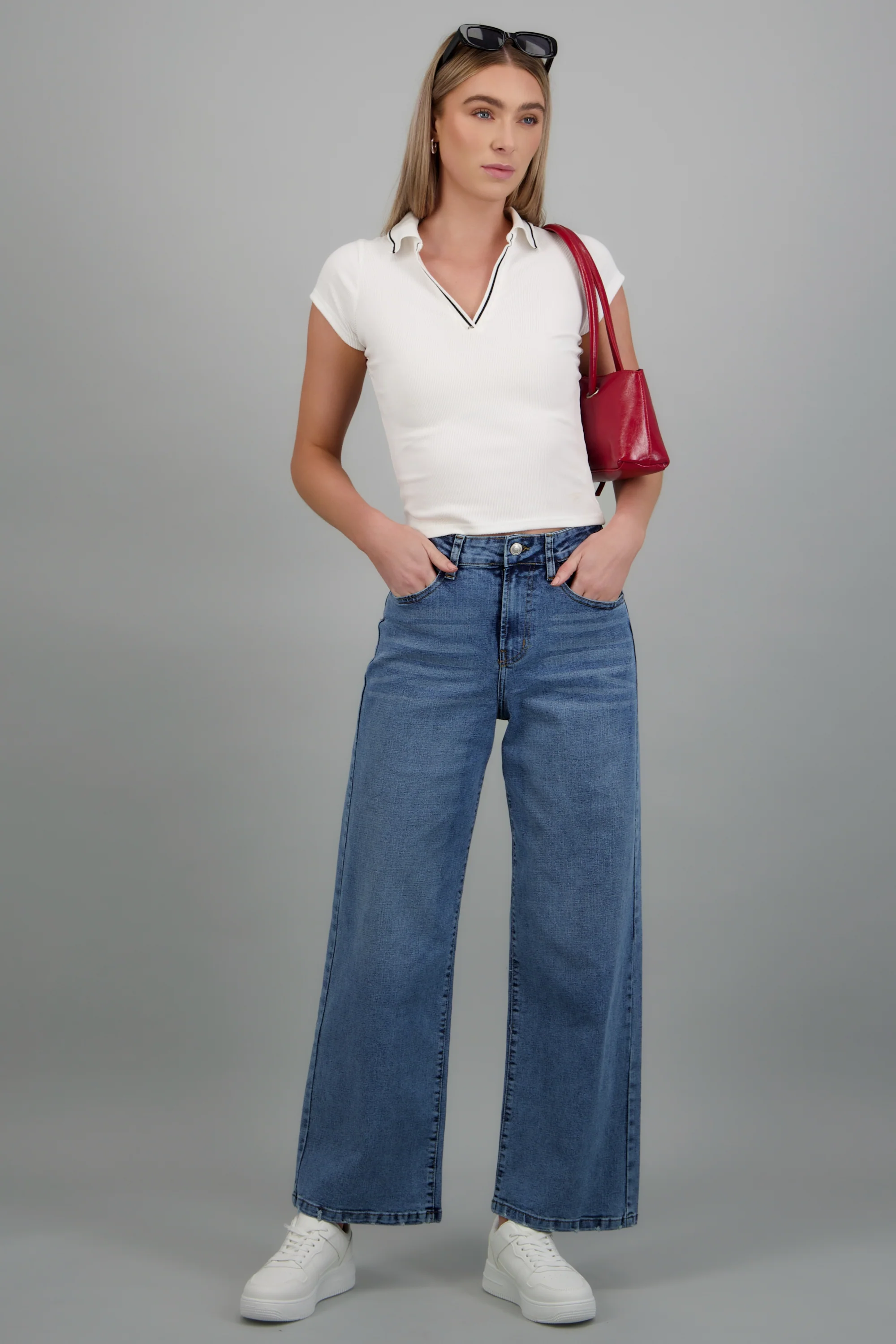 Jeans wide leg cropped