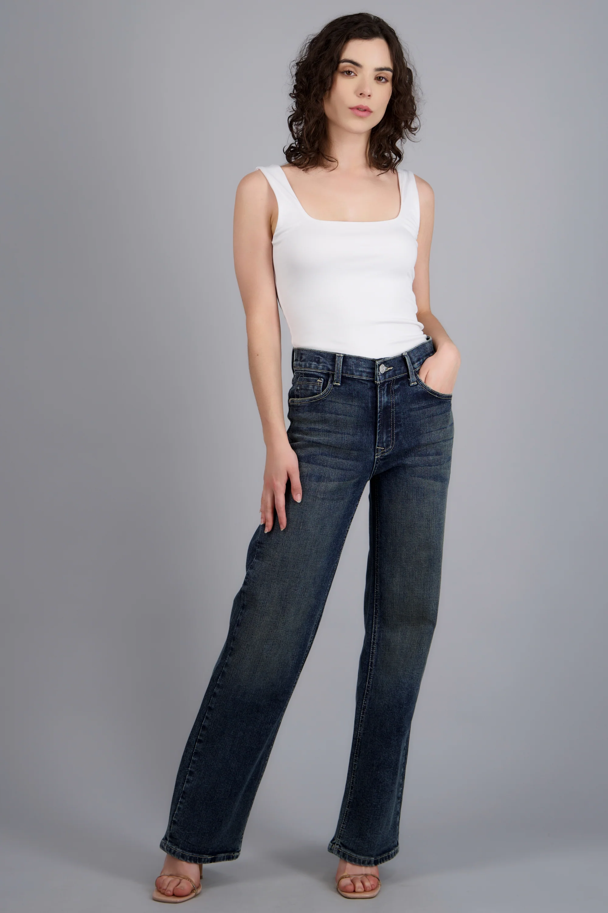 Jeans wide leg básico