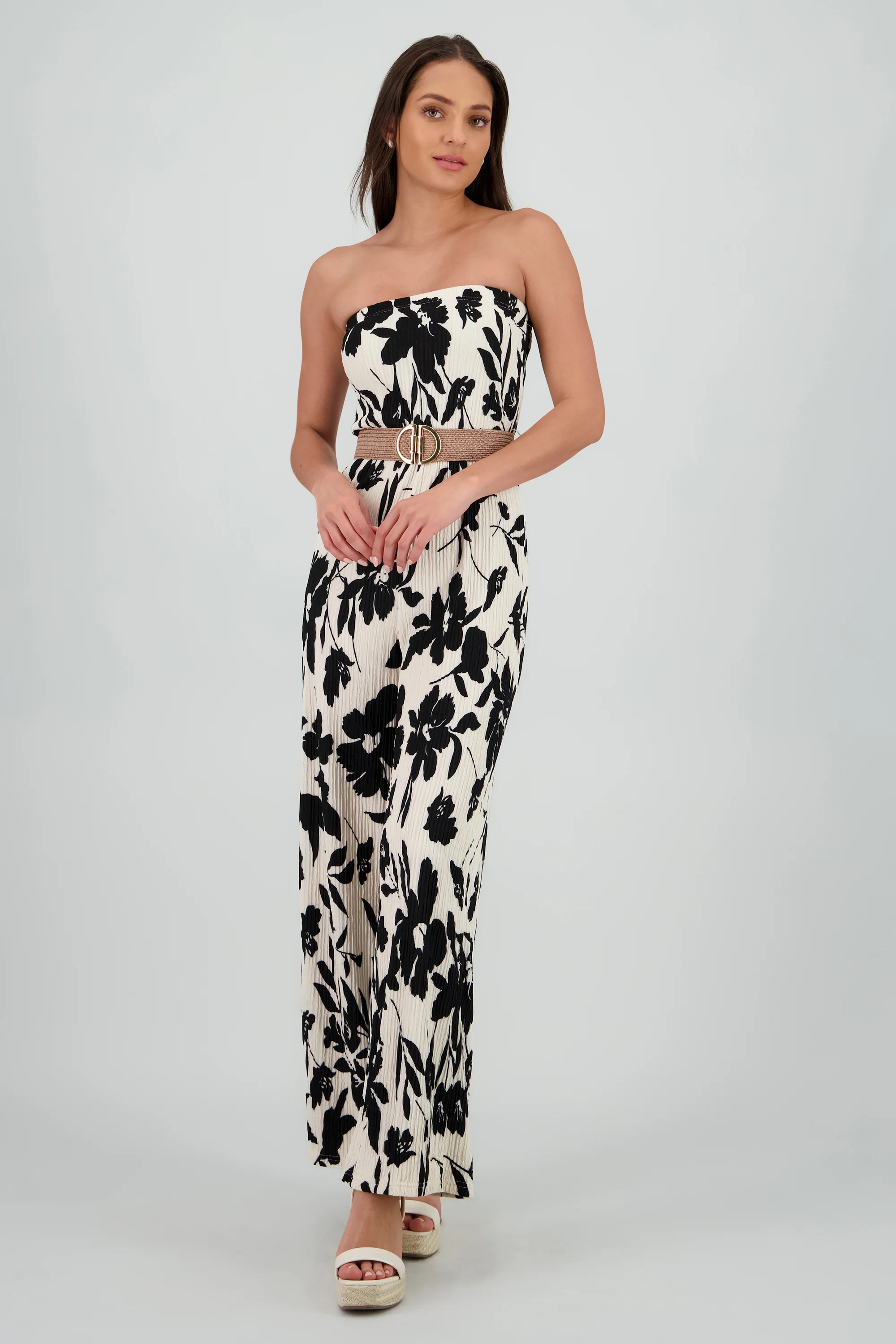 Jumpsuit bandeau flores con cinturon - Image 2