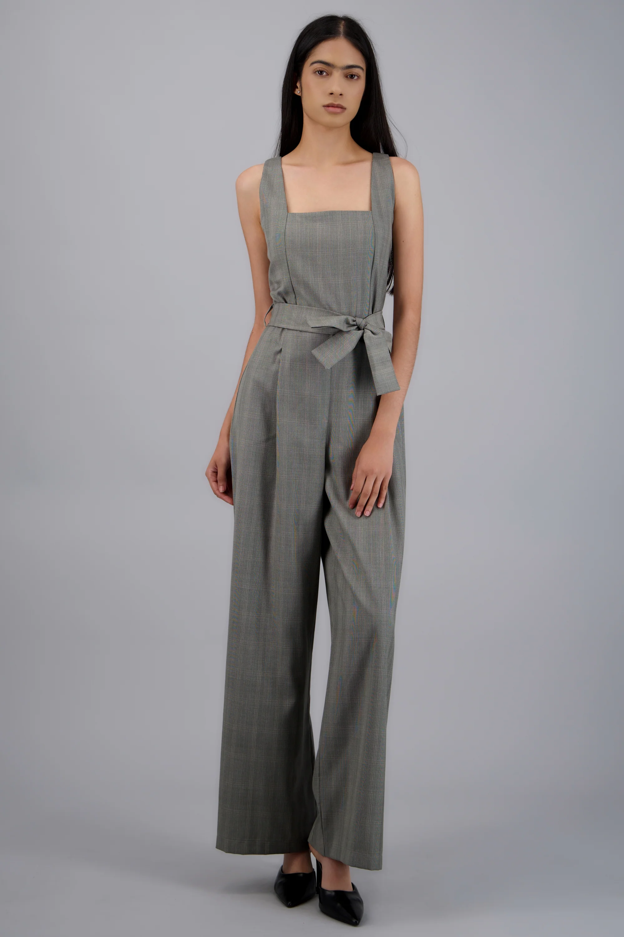 Jumpsuit escote cuadrado detalle cuadros - Image 3